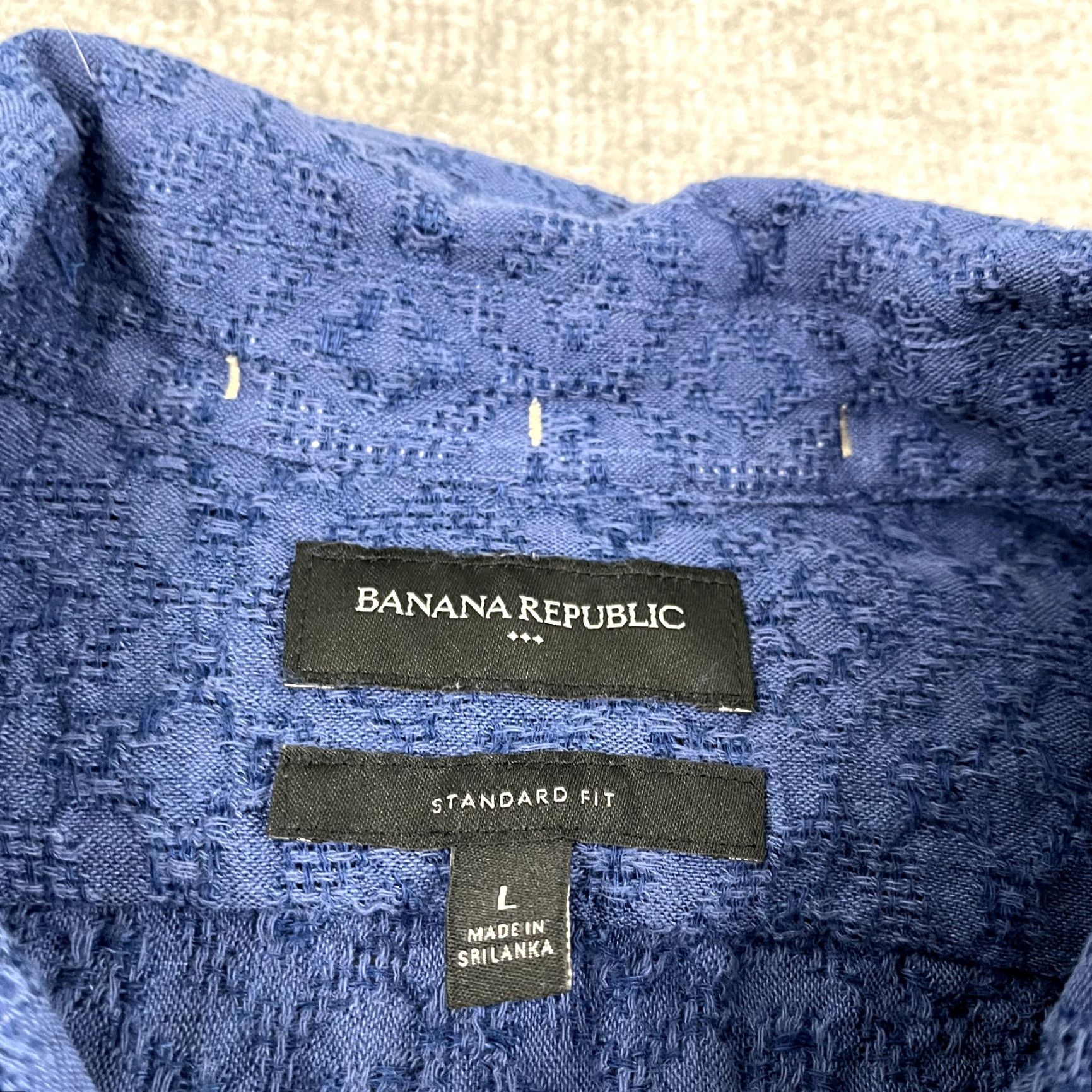 Banana Republic BANANA REPUBLIC Shirt Men L Blue Woven Textured Linen Blend Button Up Casual Size US L / EU 52-54 / 3 - 2 Thumbnail