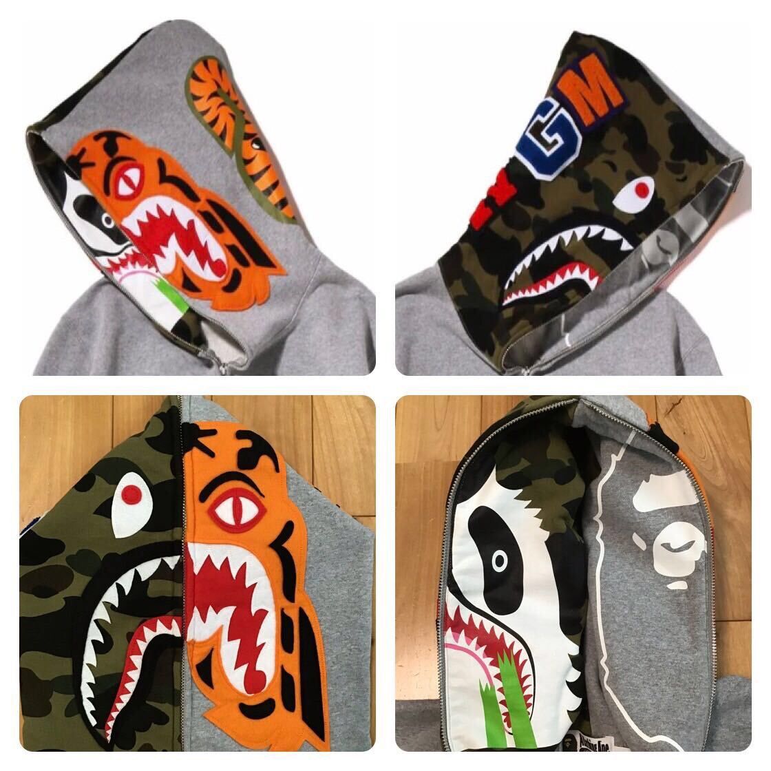 Bape BAPE camo Crazy Face Tiger Shark full zip Hoodie APE Size US XL / EU 56 / 4 - 2 Thumbnail