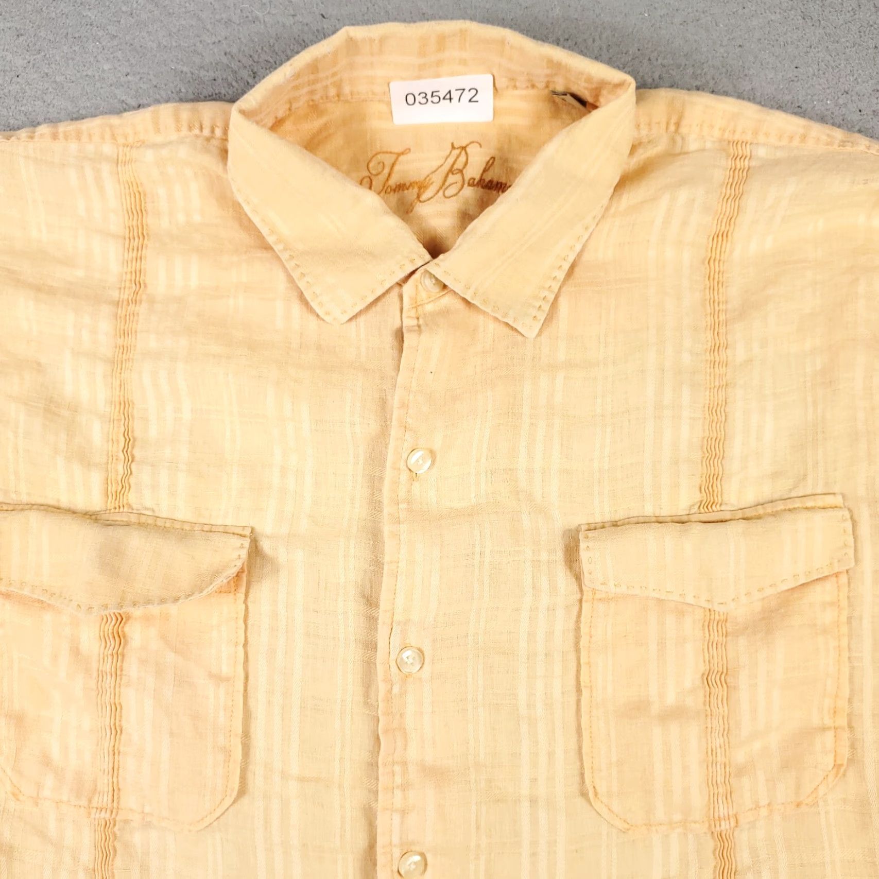 Tommy Bahama Tommy Bahama Shirt Adult 2XL Orange Linen Short Sleeve Striped Button-Up Beach Tropical Mens Size US XXL / EU 58 / 5 - 2 Thumbnail