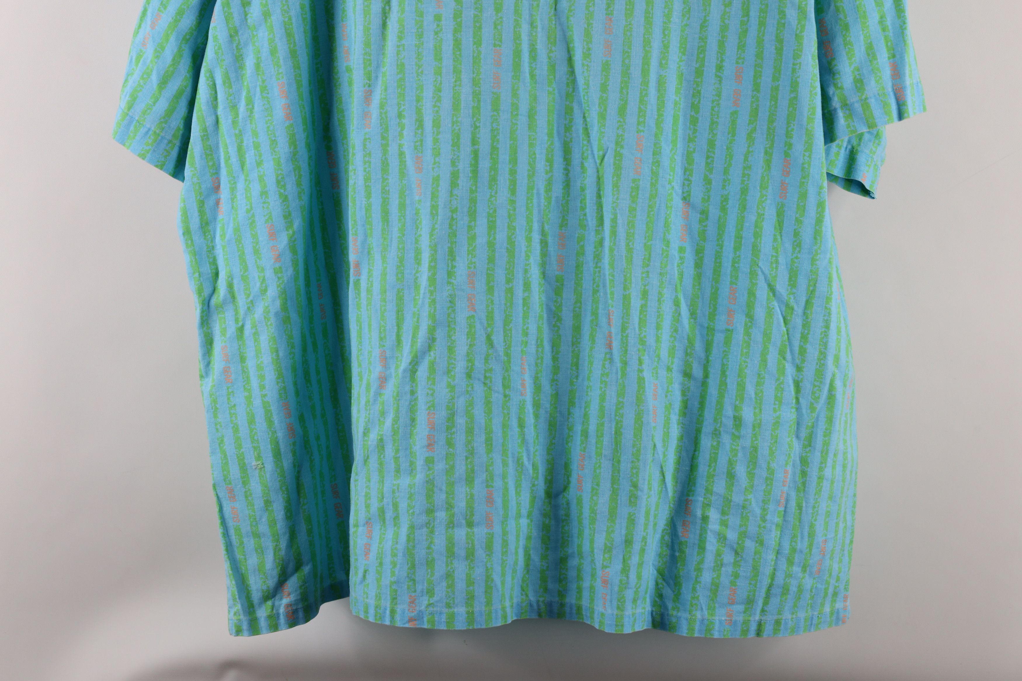 Vintage Vtg 90s Surf Gear Spell Out Striped Surfing Button Shirt USA Size US XL / EU 56 / 4 - 10 Thumbnail