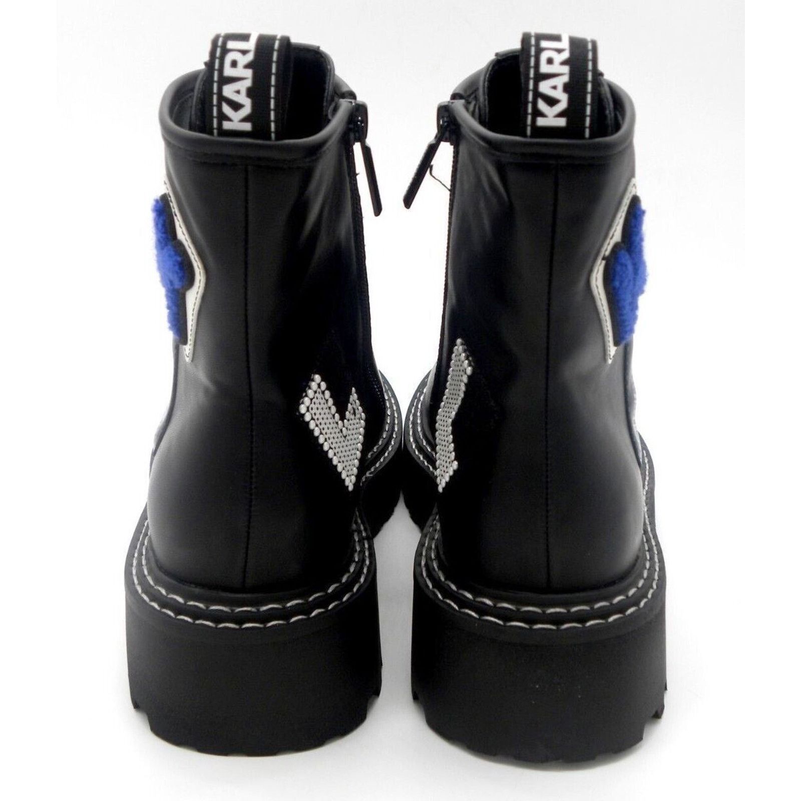 Karl Lagerfeld KARL LAGERFELD PARIS DIXIE LOGO PATCH BLACK COMBAT BOOTS 7.5 Size US 7.5 / IT 37.5 - 2 Thumbnail
