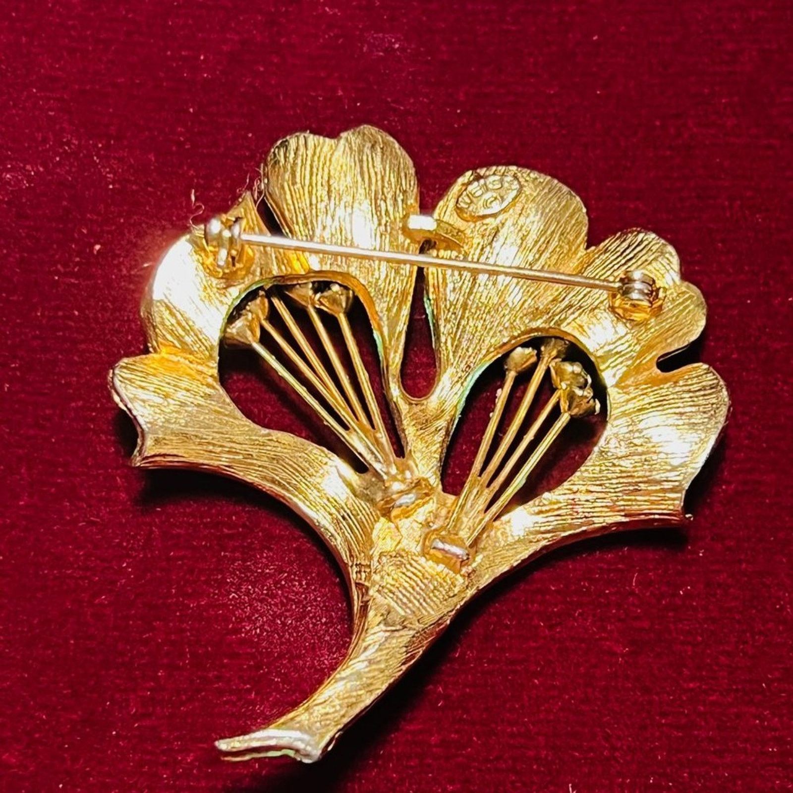& Other Stories Vintage Weiss Green Ginko Leaf Rhinestone Brooch Pin Size ONE SIZE - 4 Thumbnail
