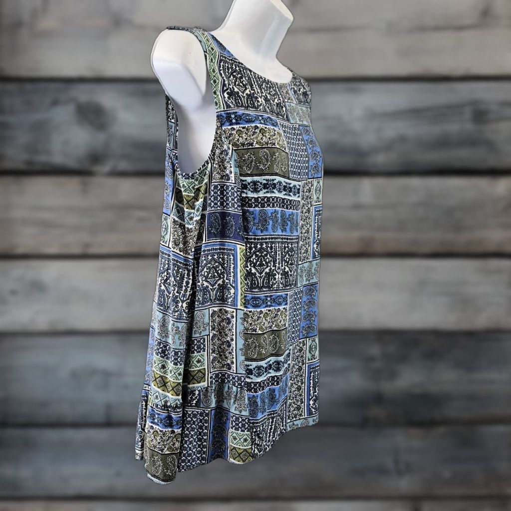 J. Jill J Jill Womens Blouse Top Sleeveless Printed Floral Paisley Rayon Blue Green Medium - M Womens Shirts Women Body Illustrated Size M / US 6-8 / IT 42-44 - 1 Thumbnail