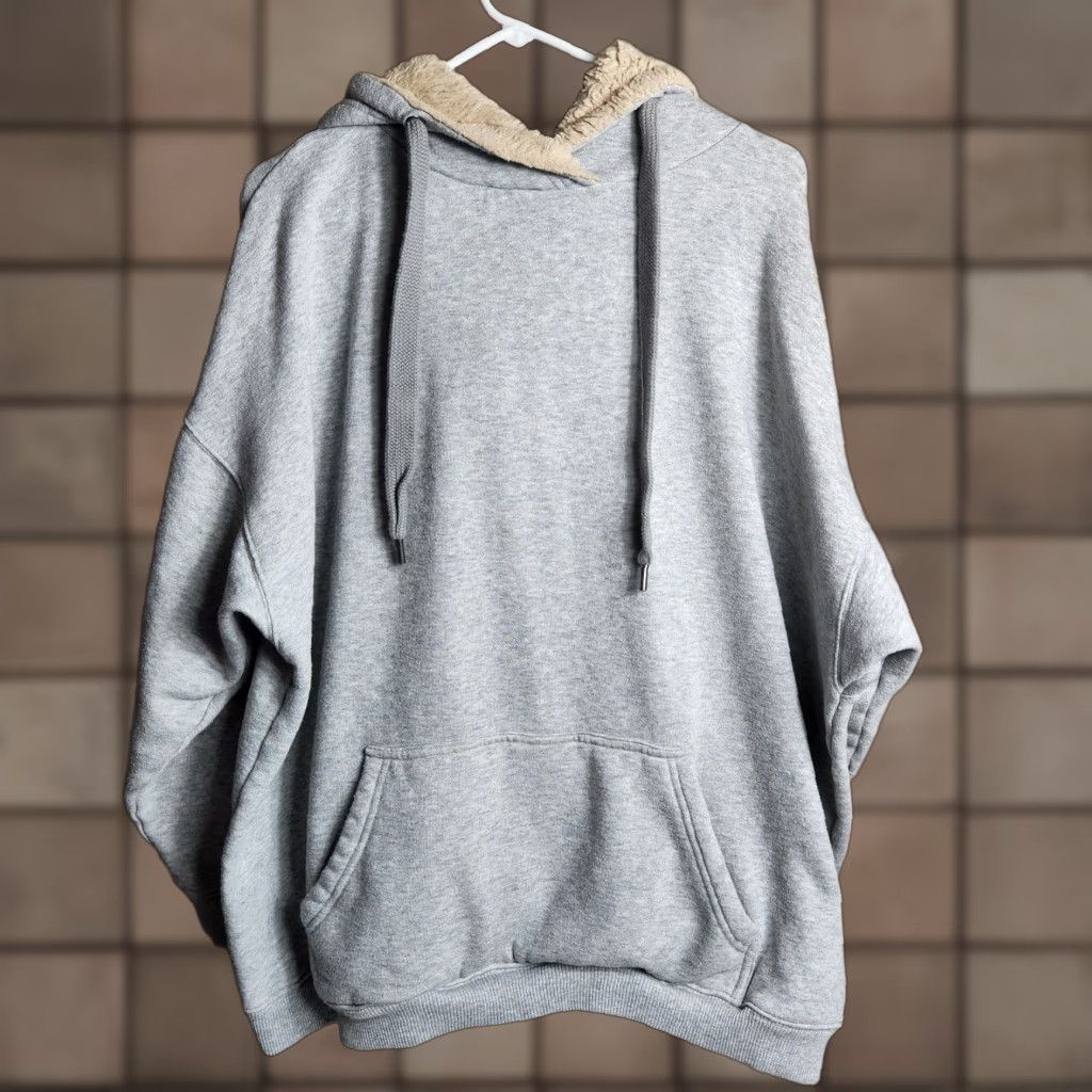 Vintage Aerie AE Womens |XL| Light Gray Spring Street Oversized Sherpa Hoodie Shirt Size XL / US 12-14 / IT 48-50 - 1 Thumbnail