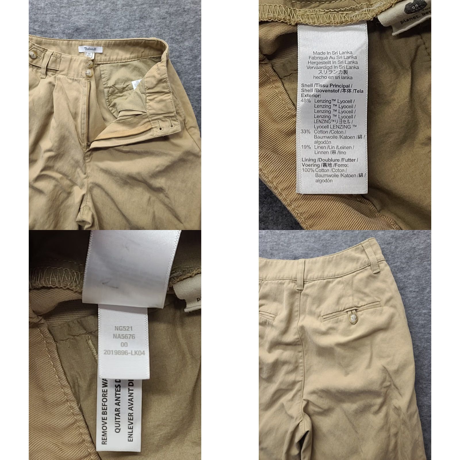 Madewell Madewell Pants Womens 00 24x29 Harlow Regular Fit Wide Leg High Rise Linen Cotton Twill Beige Size 24" / US 00 / IT 34 - 8 Thumbnail