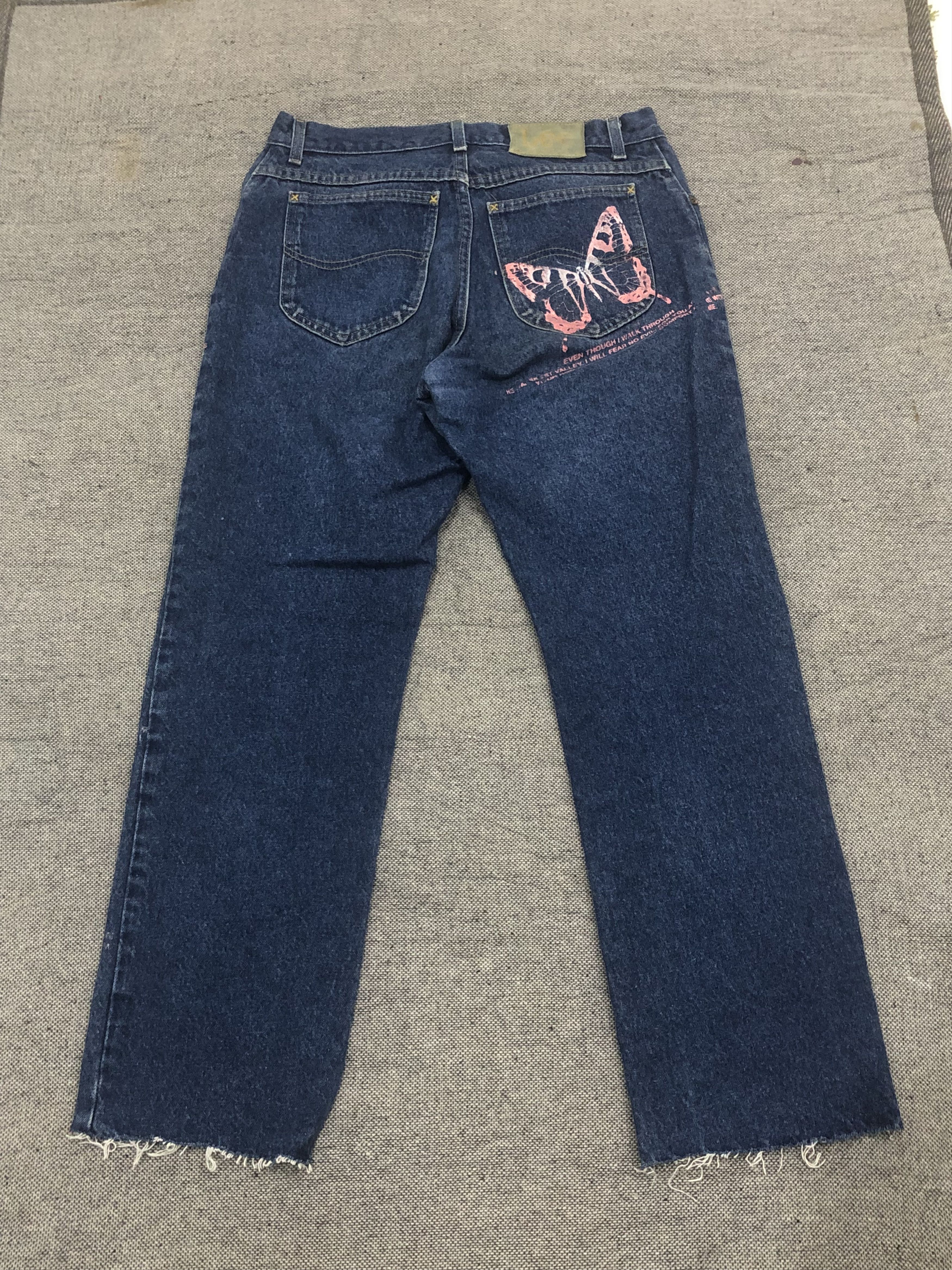 Lee Vintage Lee Denim Jeans Butterfly Custom Distressed USA Size US 33 - 2 Thumbnail