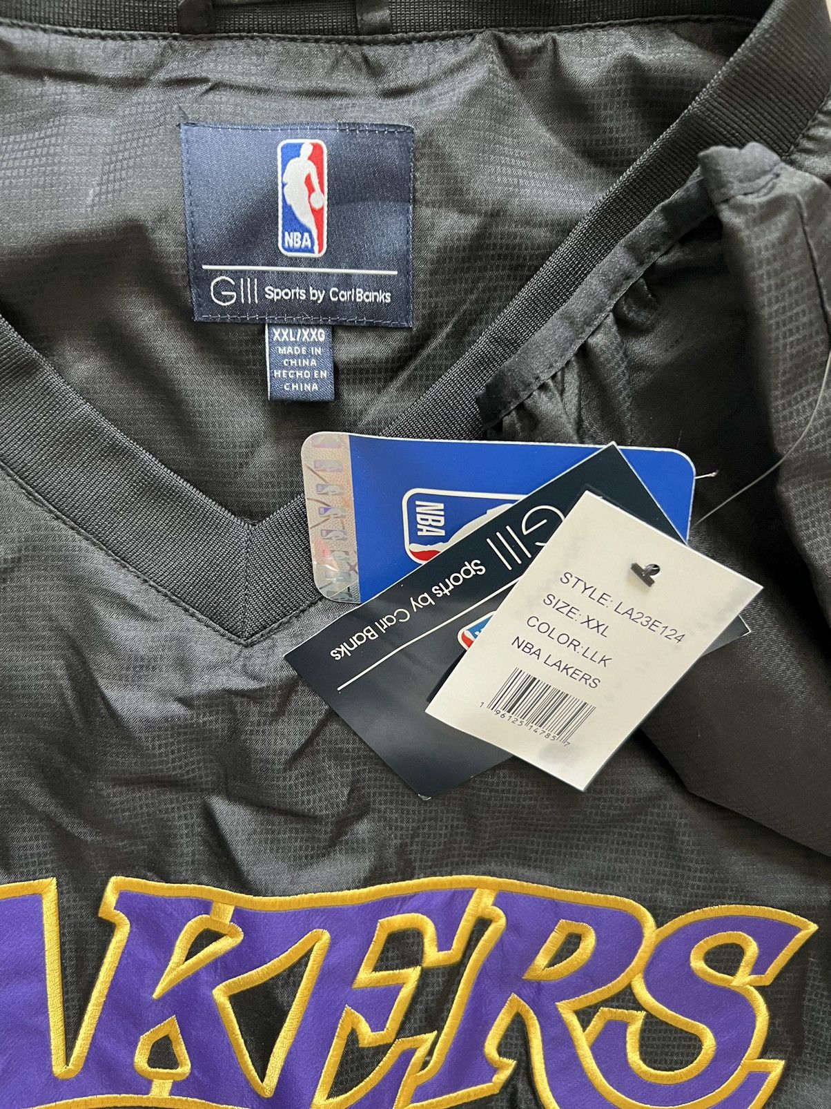 NBA Los Angeles Lakers Pullover Windbreaker Jacket Black Size US XXL / EU 58 / 5 - 2 Thumbnail