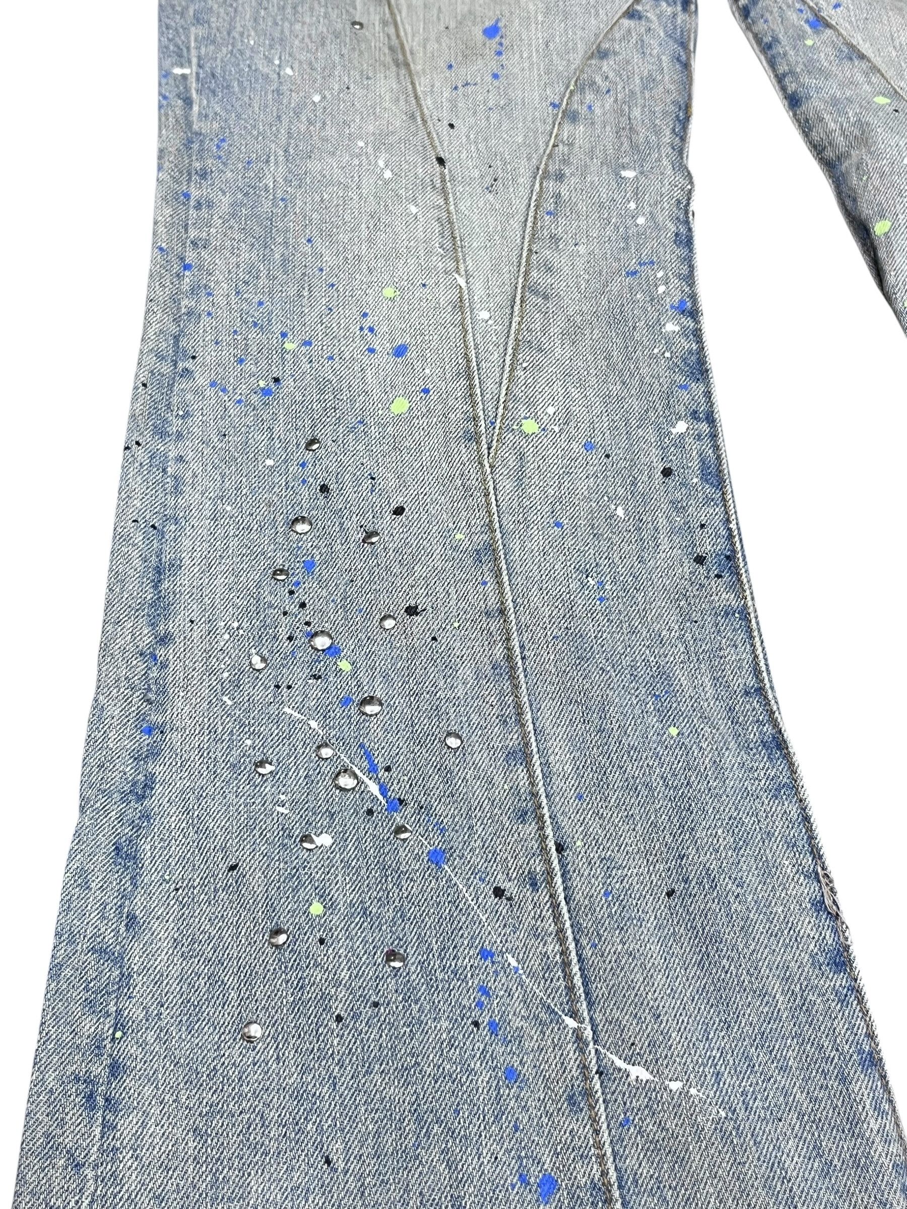 Schlussel 💥Y2K Schlussel Flare Denim Spliced Studs & Splatter RARE Size US 30 / EU 46 - 2 Thumbnail