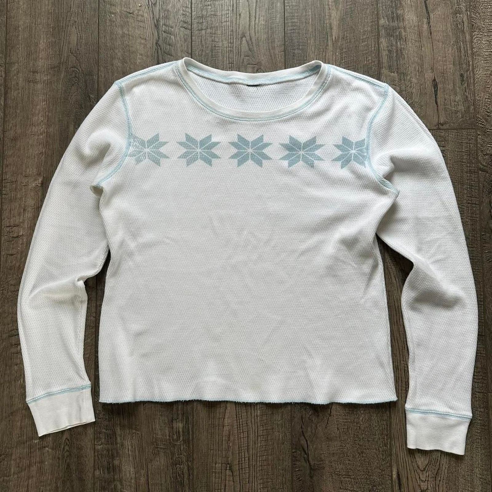 Gap × Vintage Vintage Y2K GAP Snowflake Ski Thermal Waffle Raw Longsleeve Size M / US 6-8 / IT 42-44 - 1 Thumbnail