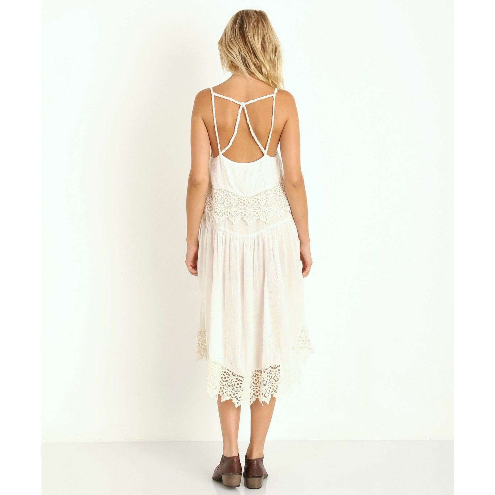 Free People New Free People Intimately Star Crochet Crepe Slip Dress Size XS / US 0-2 / IT 36-38 - 4 Thumbnail