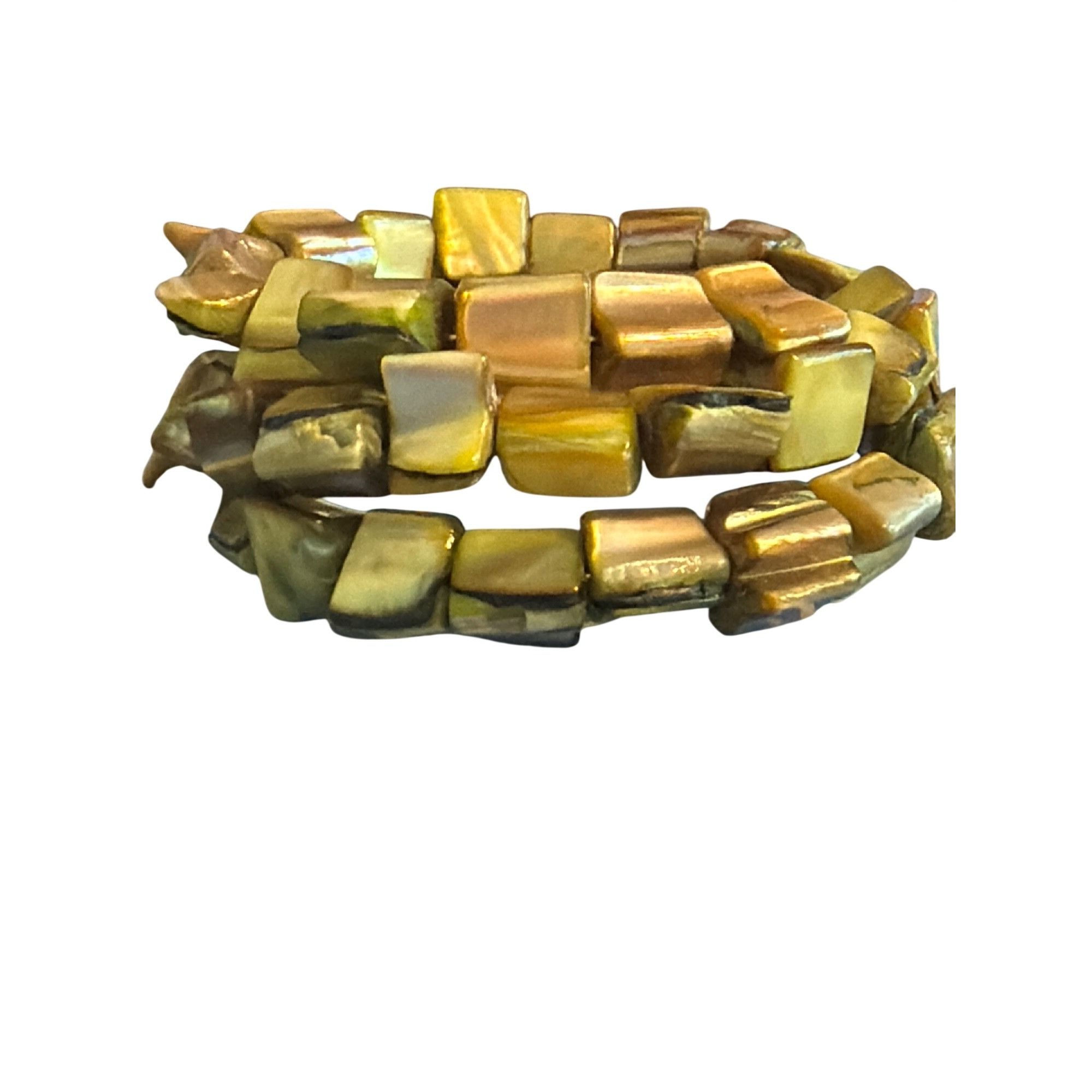 Other Green Dyed Mother of Pearl Shell Memory Wire Bracelet Adjust Size ONE SIZE - 4 Thumbnail