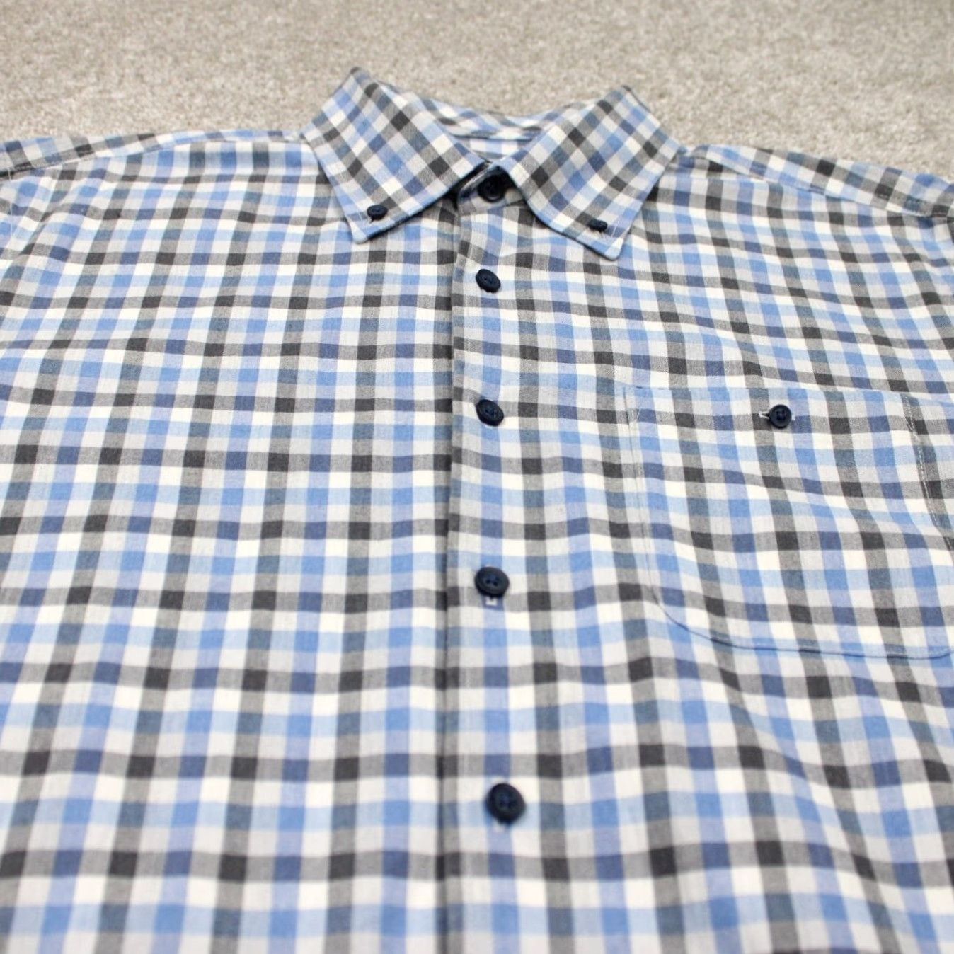 johnnie-O johnnie-O Shirt Adult Medium Blue/White/Black Plaid Button-Down Long Sleeve Cotton L/S Shirt Mens Medium Plaid Button-Up Size US M / EU 48-50 / 2 - 4 Thumbnail