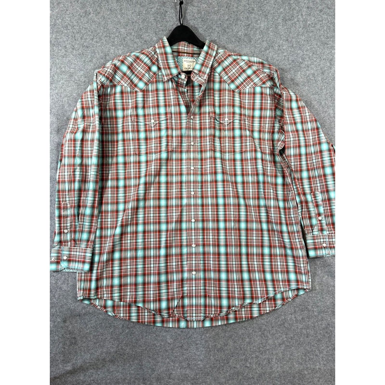 Vintage Panhandle Slim Rough Stock Western Shirt Mens 2XL Red Blue Plaid Pearl Snap Long Sleeve Pockets Size US XXL / EU 58 / 5 - 3 Thumbnail