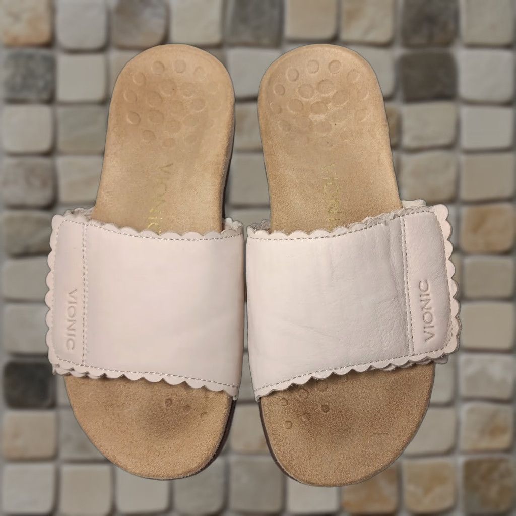 Vionic VIONIC Sandals Women's Flat Slip-On Casual Travel Pink Leather Orthopedic Supportive 6.5 Size US 7 / IT 37 - 1 Thumbnail