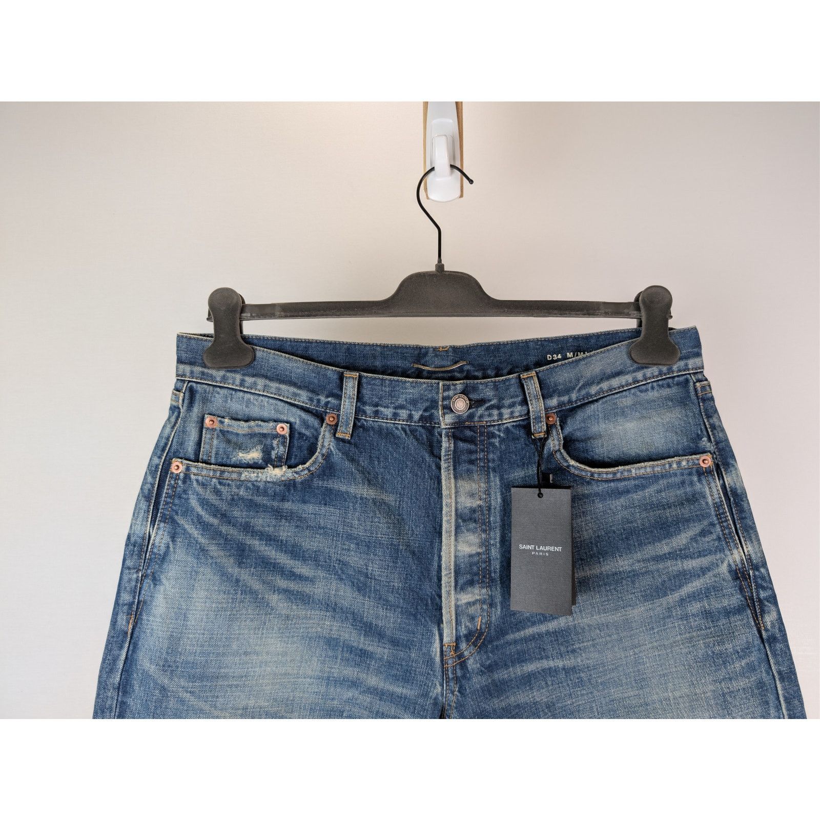 Saint Laurent Paris o1rshd1 Mick Jeans in Authentic Vintage Blue Size US 33 - 2 Thumbnail