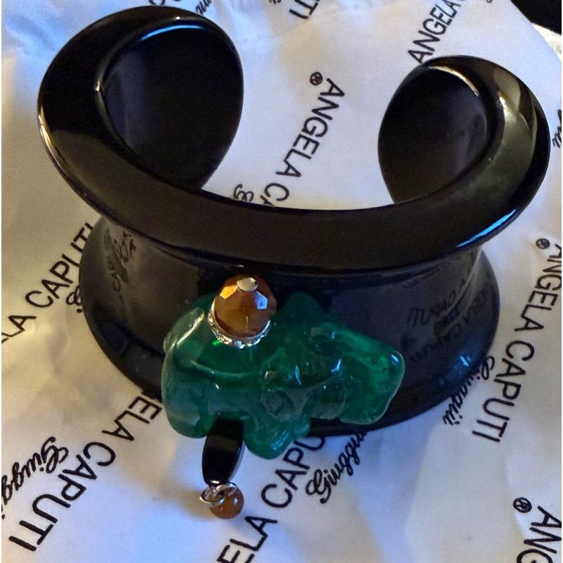 Other Angela Caputi Black-Green Elephant Detail Resin Bangle Size ONE SIZE - 2 Thumbnail