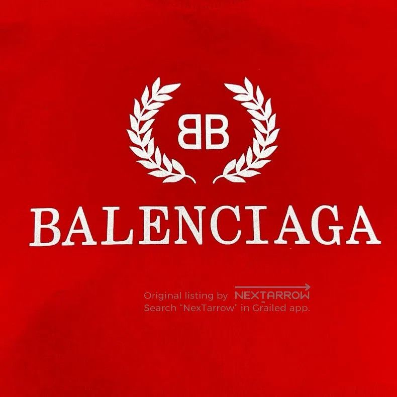 Balenciaga Balenciaga Red Wheat Logo Crew Neck Slim Fit Short Sleeve Size XS / US 0-2 / IT 36-38 - 3 Thumbnail