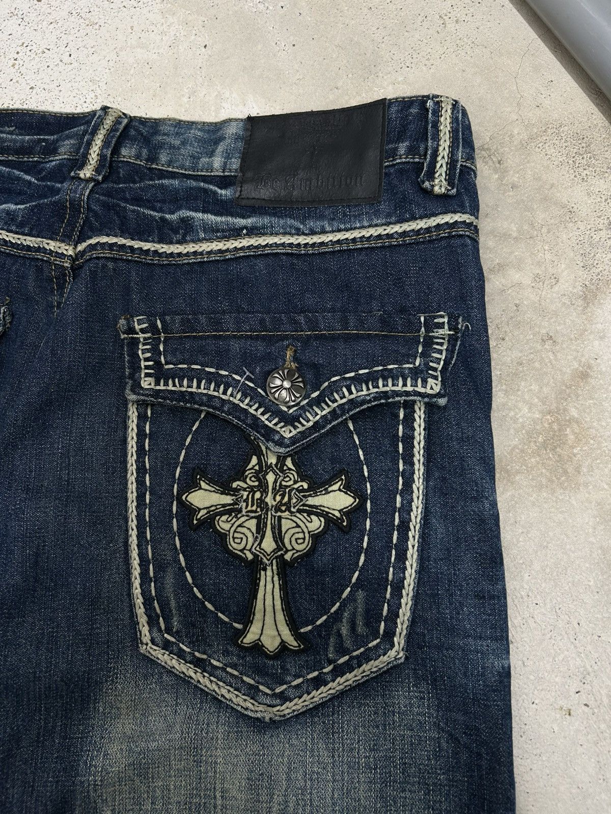 Le Grande Bleu (L.G.B.) Baggy Embroidered Jeans Be Ambition Brand Design Cross Patch Size US 34 / EU 50 - 15 Thumbnail
