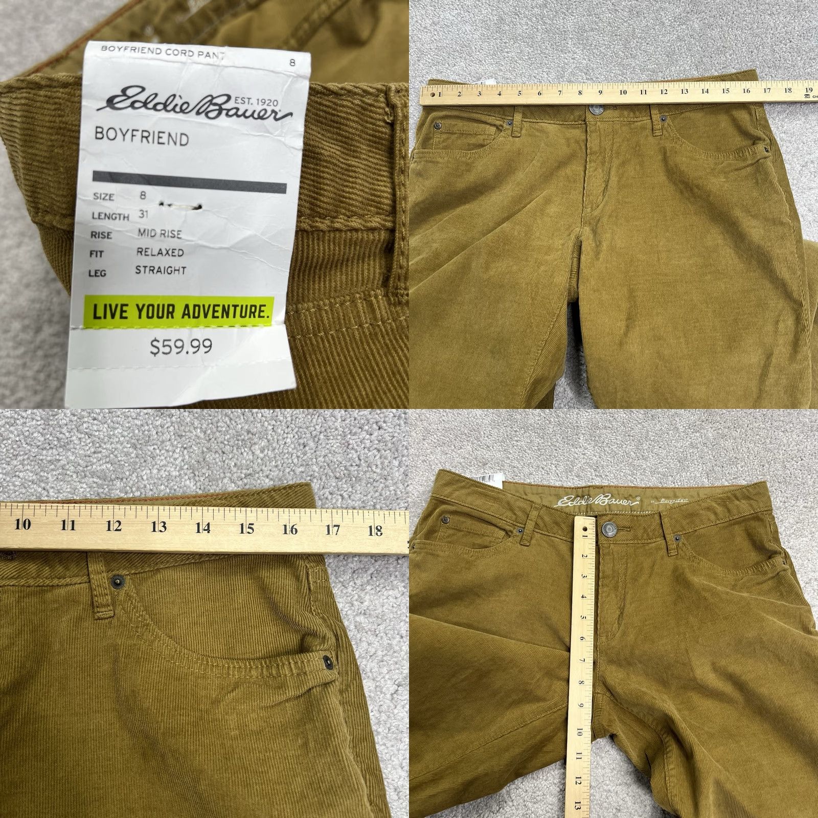 Eddie Bauer Eddie Bauer Chino Pants Women 8 32x30 Brown Stretch Boyfriend Relaxed Corduroy NWT Size 30" / US 8 / IT 44 - 9 Thumbnail
