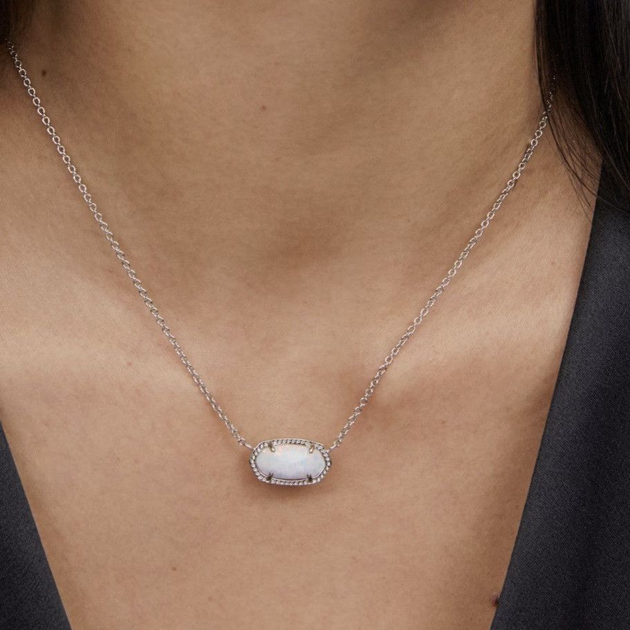Kendra Scott Elisa silver lab grown opal necklace