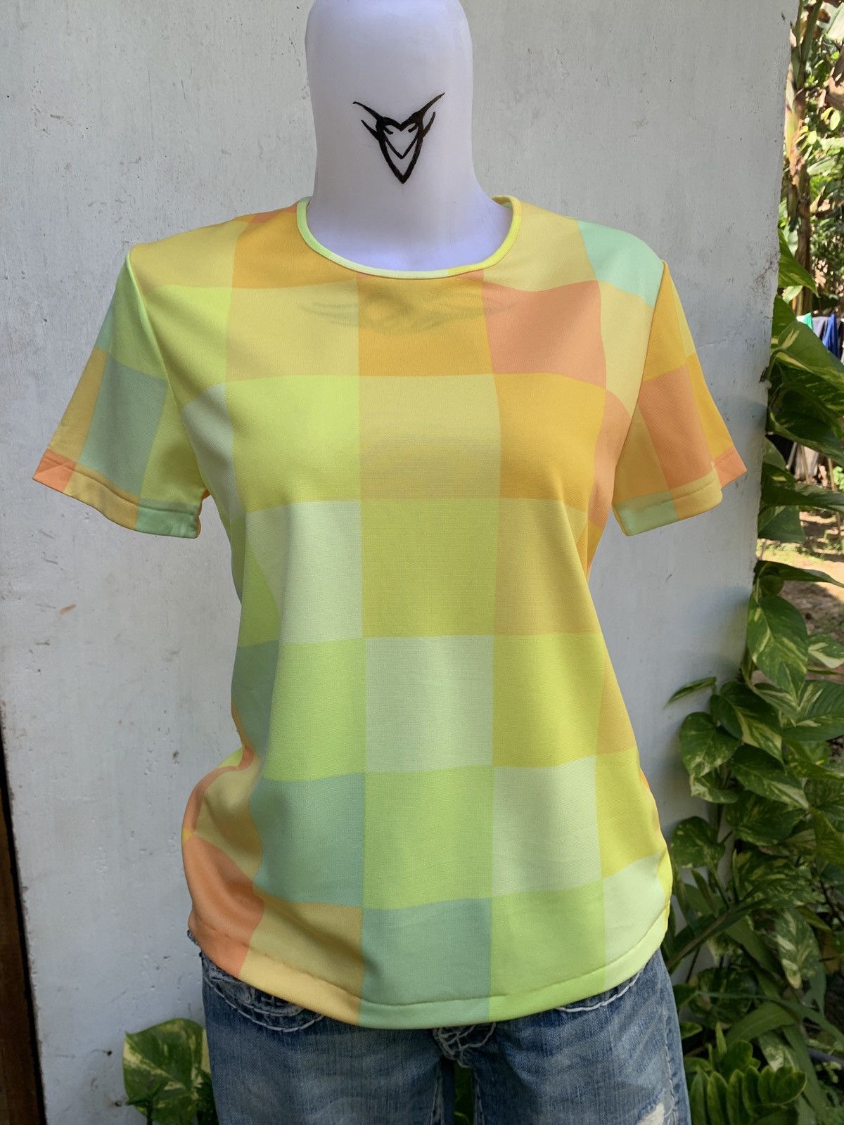 Japanese Brand y2k Rue de B Japan Pantone Gradient Grid Graphic Mesh Top Size M / US 6-8 / IT 42-44 - 2 Thumbnail