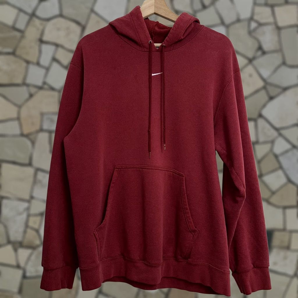 Nike VINTAGE Nike Center Swoosh Hoodie Burgundy Fleece Sweatshirt Men’s Medium 90s Hip Hop Retro Streetwear Sportswear Size US M / EU 48-50 / 2 - 1 Thumbnail