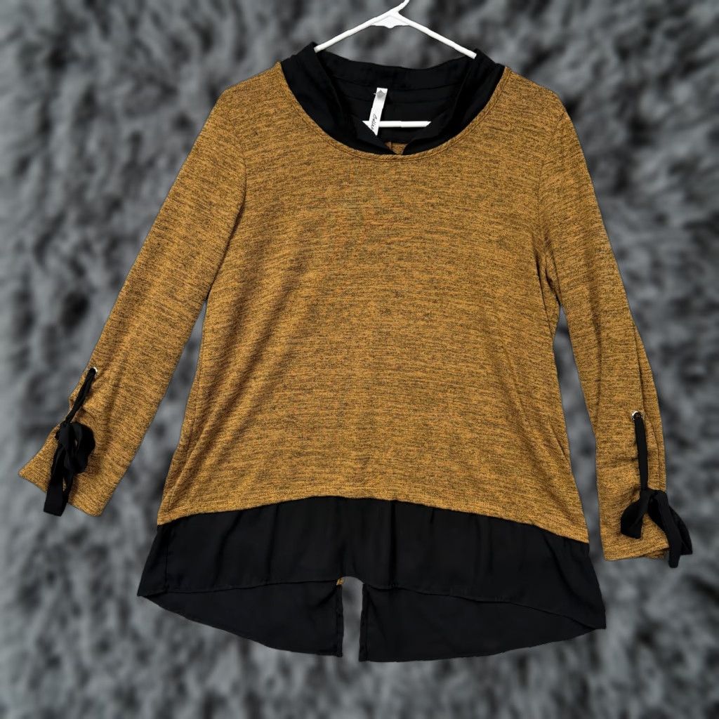 Vintage MG Collection Tunic Blouse Shirt Women M Burnt Orange 3/4 Sleeve Scoop Neck Zipper Bow All Seasons Office Casual Size M / US 6-8 / IT 42-44 - 1 Thumbnail