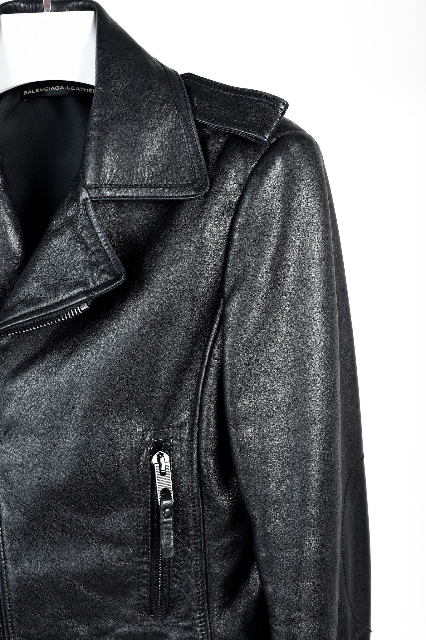 Acne Studios Balenciaga Black Lambskin-Leather Moto Jacket Size M / US 6-8 / IT 42-44 - 5 Thumbnail