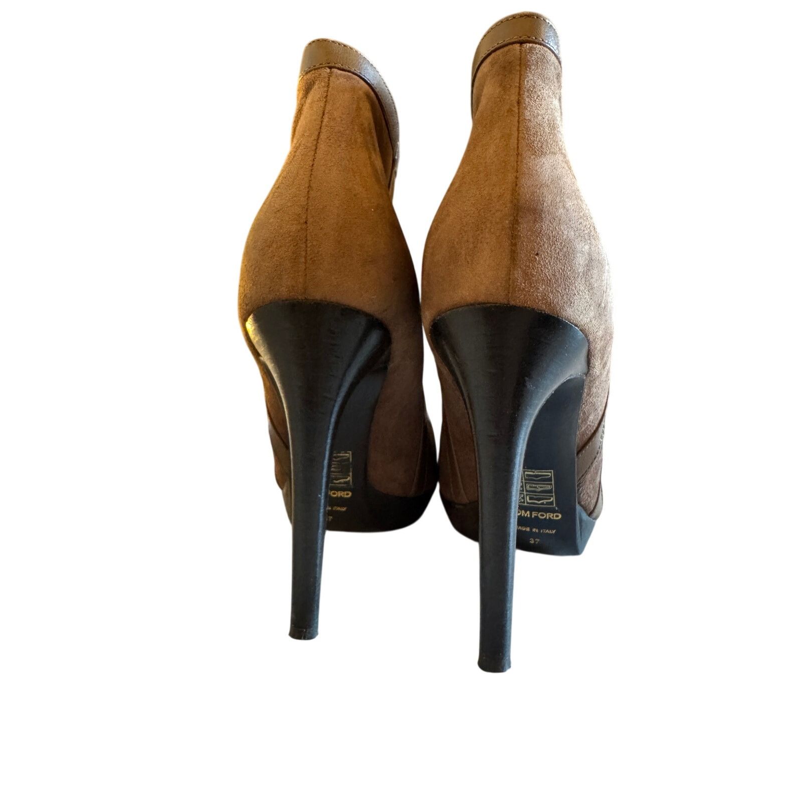 Tom Ford Tom Ford Brown Suede Gold Zip Detail Ankle Boots Size US 6.5 / IT 36.5 - 4 Thumbnail