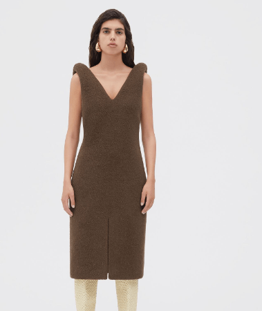 image of Bottega Veneta O1Loc1C0324 708431 Double Face Alpaca Dress In Brown, Women's (Size 2XS)