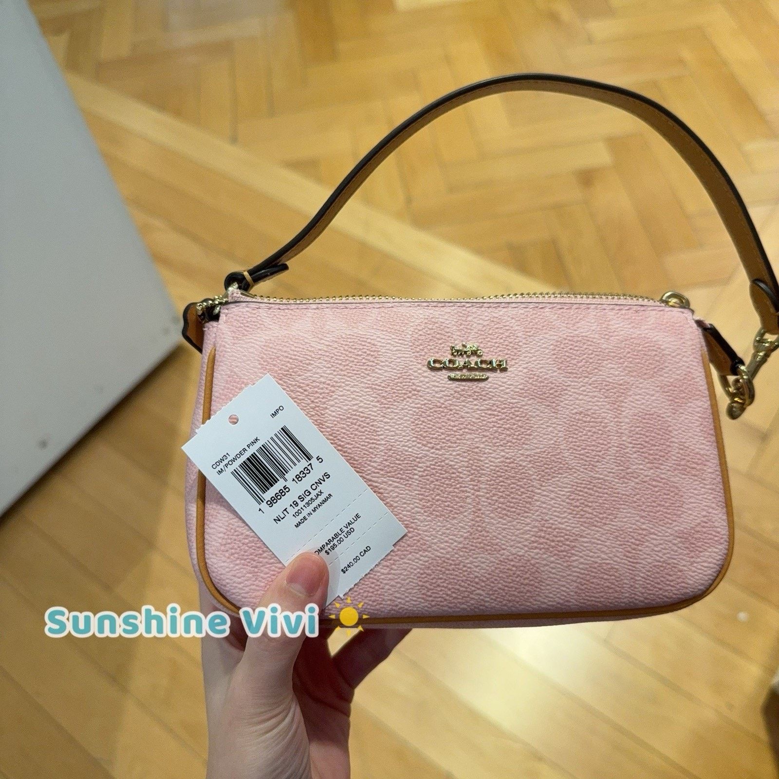 Coach NWT Coach Nolita 19 Canvas Charm Gold/Powder Pink CDW31 Size ONE SIZE - 5 Thumbnail