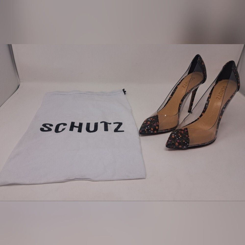 SCHUTZ NEW SCHUTZ Women's Transparent High Heels Floral Flowers Br Size US 6 / IT 36 - 3 Thumbnail