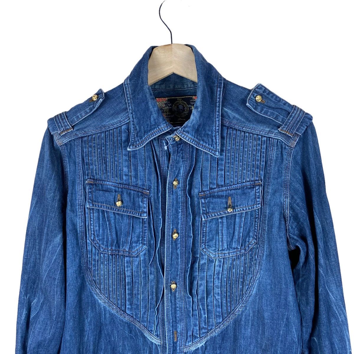 Mastermind Japan × Roen ROEN MASTERMIND JAPAN SKULL LOGO BUTTON UP SHIRT Size US M / EU 48-50 / 2 - 4 Thumbnail