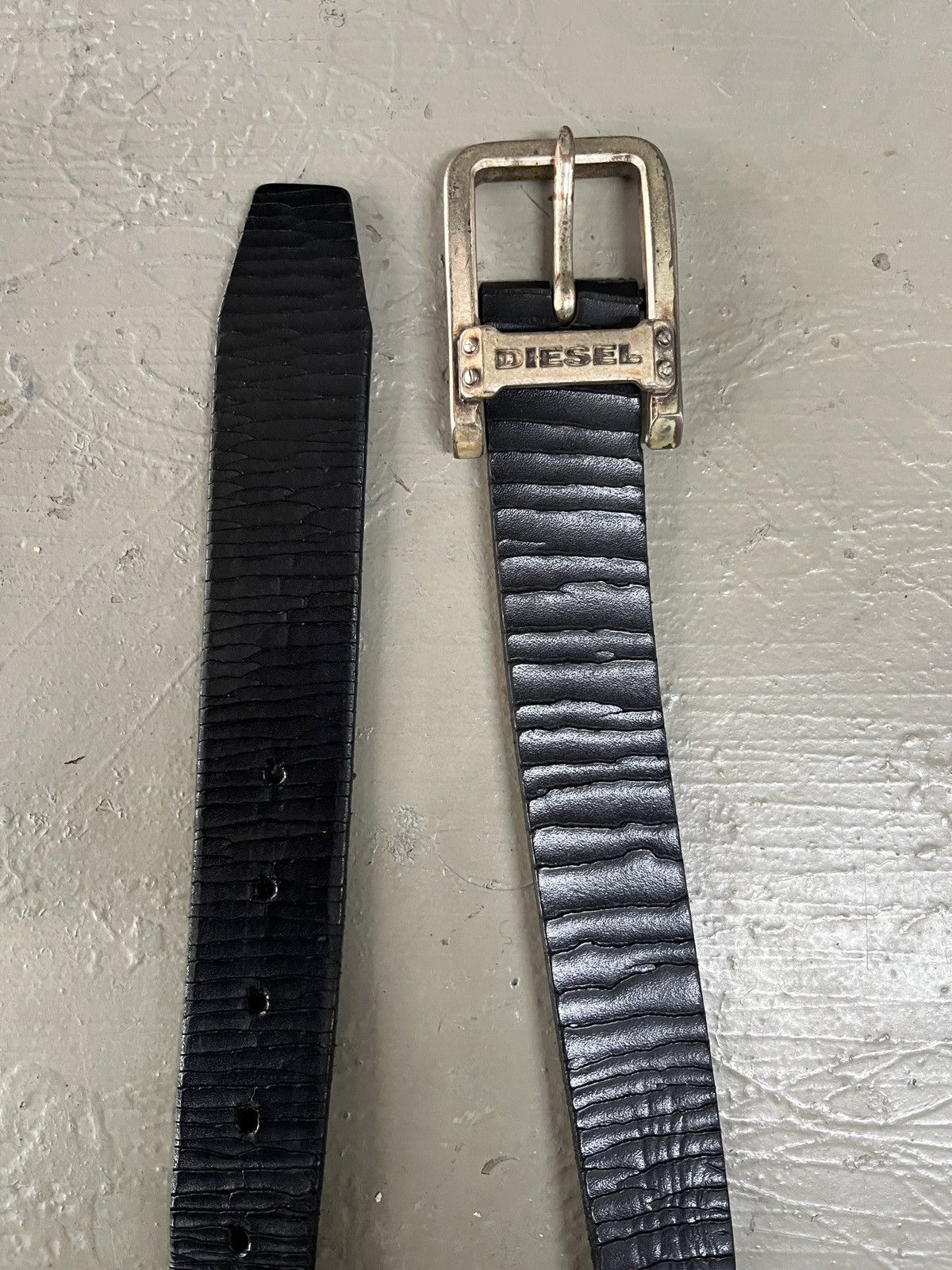 Diesel Vintage 2000's Diesel Textured Leather Punk Belt Size ONE SIZE - 10 Thumbnail