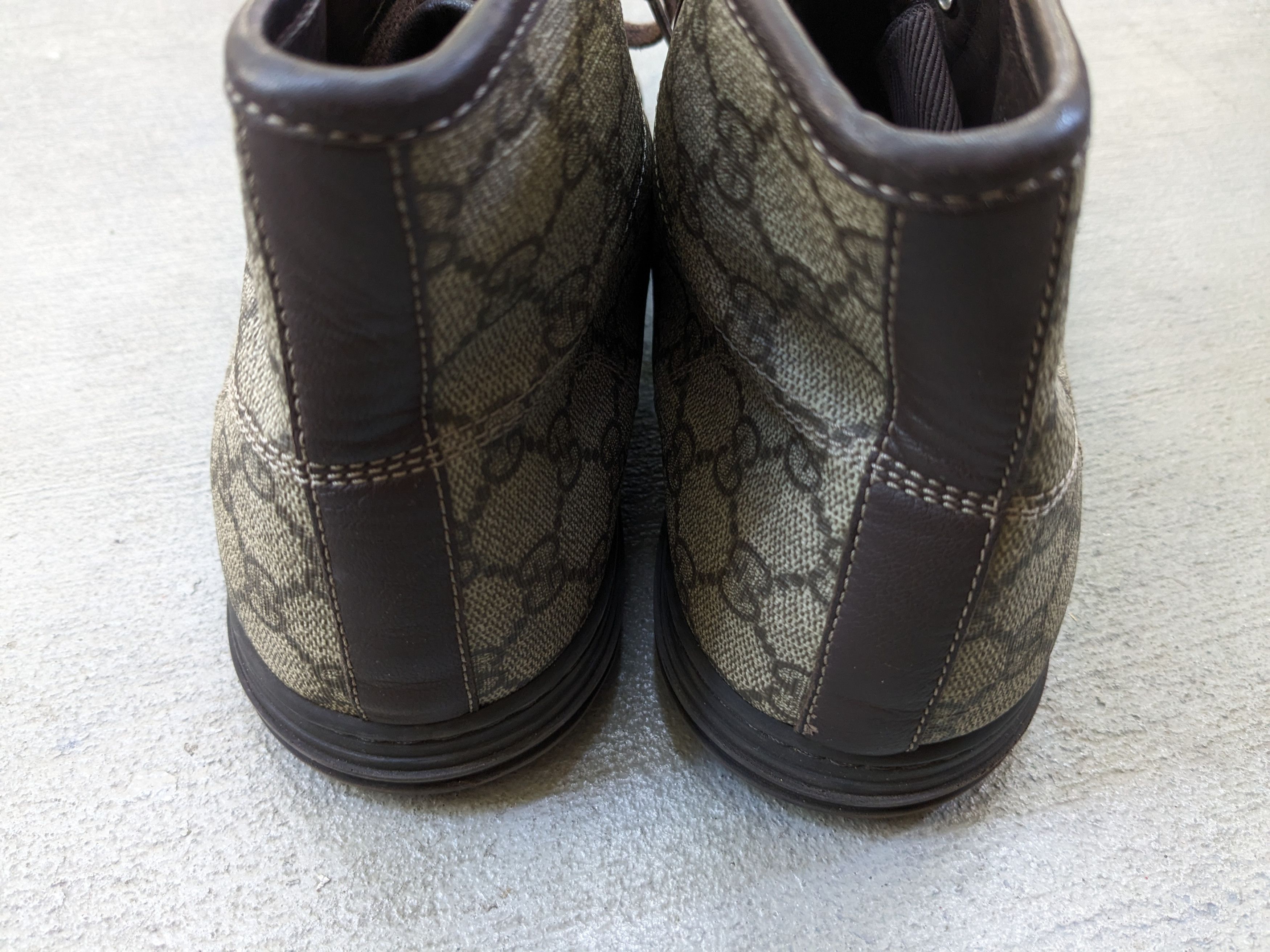 Gucci Gucci High Top Sneakers Brown Leather 10 Lace Up Canvas Size US 10 / EU 43 - 16 Thumbnail