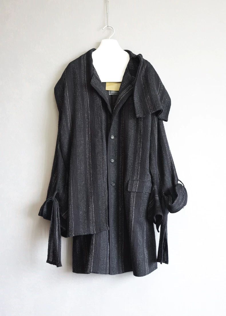 Yohji Yamamoto Yohji Yamamoto 24SS raglan sleeve knotted stripe coat 2504- Size US S / EU 44-46 / 1 - 1 Thumbnail