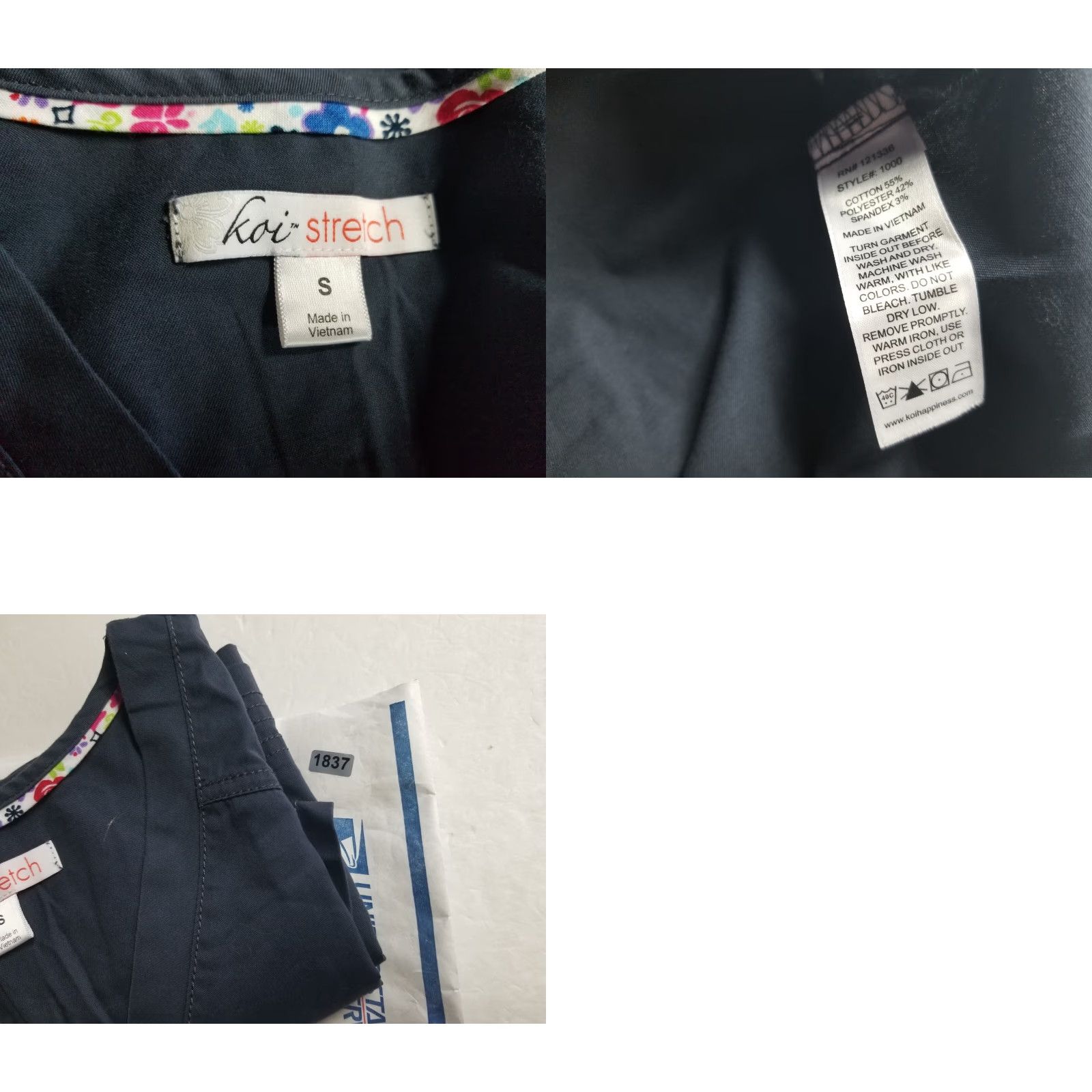 Koio Koi Scrub Top V-Neck Charcoal Gray Women Small Medical Stretch Solid Size US S / EU 44-46 / 1 - 8 Thumbnail