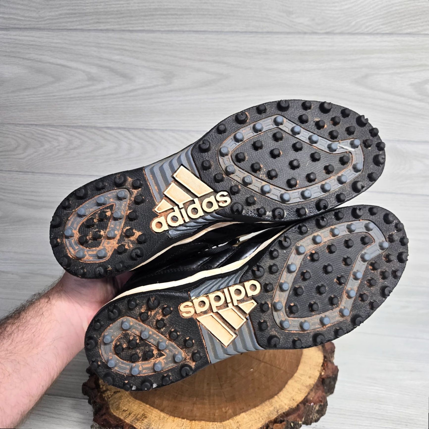 Adidas ADIDAS Cleats Sport Shoes CLU600001 Adult Men's Size 12.5 Black Leather Rubber Ankle Strap Sports Size US L / EU 52-54 / 3 - 6 Thumbnail