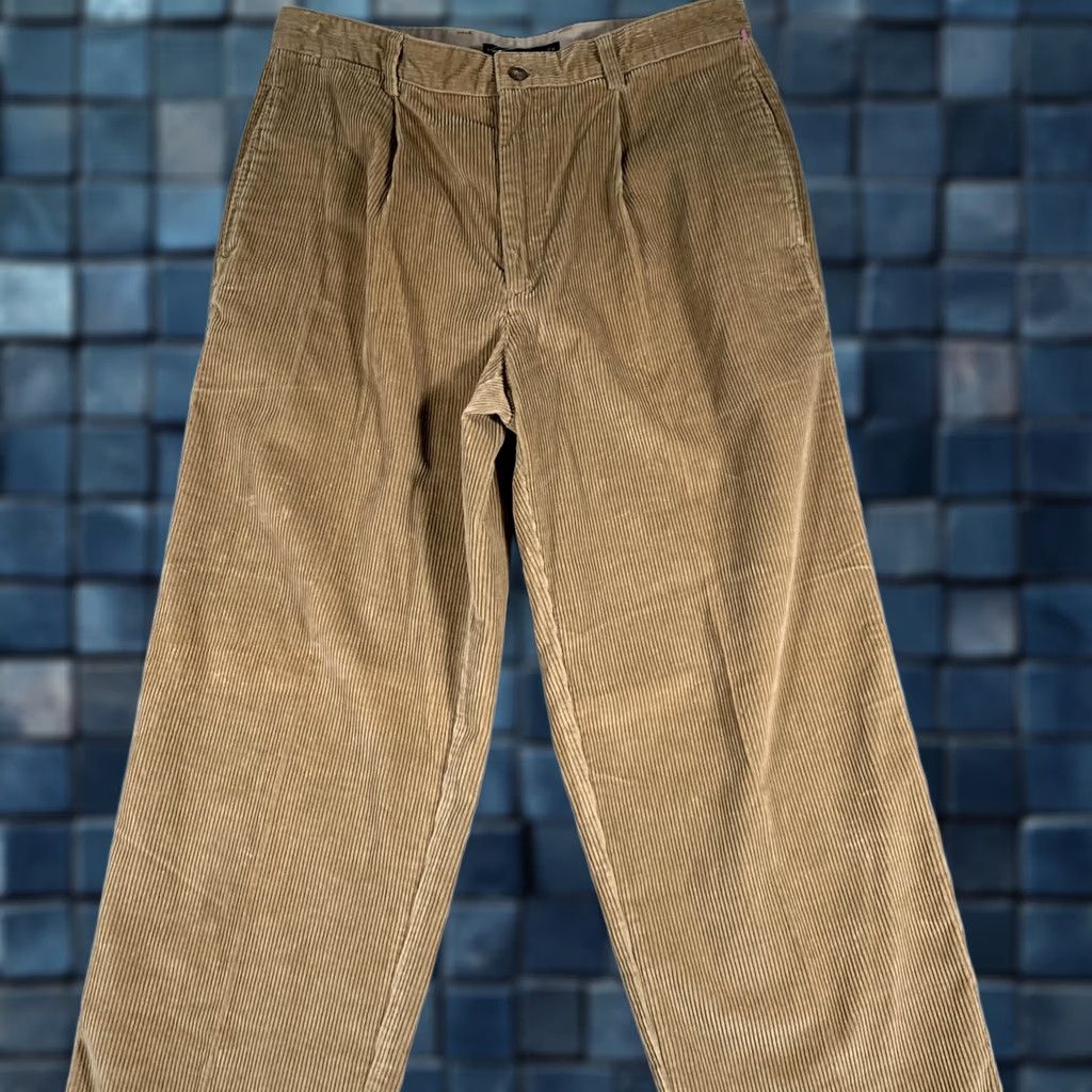 Tommy Hilfiger Tommy Hilfiger Pants Mens 33x32 Beige Corduroy Pleated Chino Straight Casual Size US 33 - 1 Thumbnail