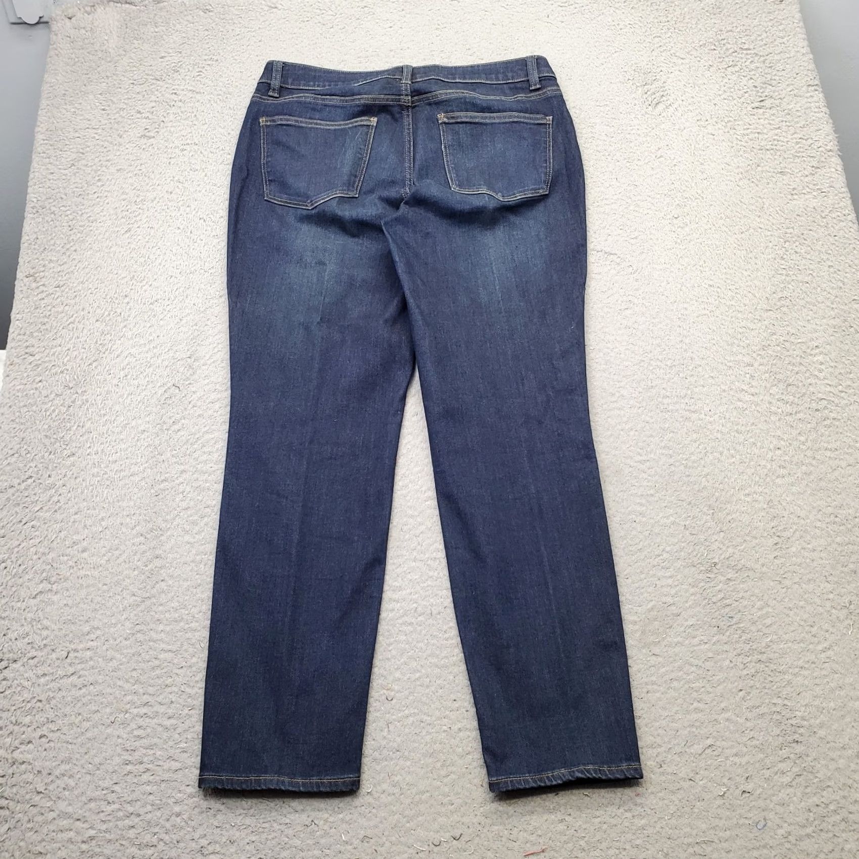 Talbots Talbots Signature Ankle Jeans Womens 10P Blue Denim Whiskered Straight Leg Jeans, Petites, 5-Pocket, Cotton Denim, Regular Fit, Inseam 26.5" Size 32" / US 10 / IT 46 - 2 Thumbnail