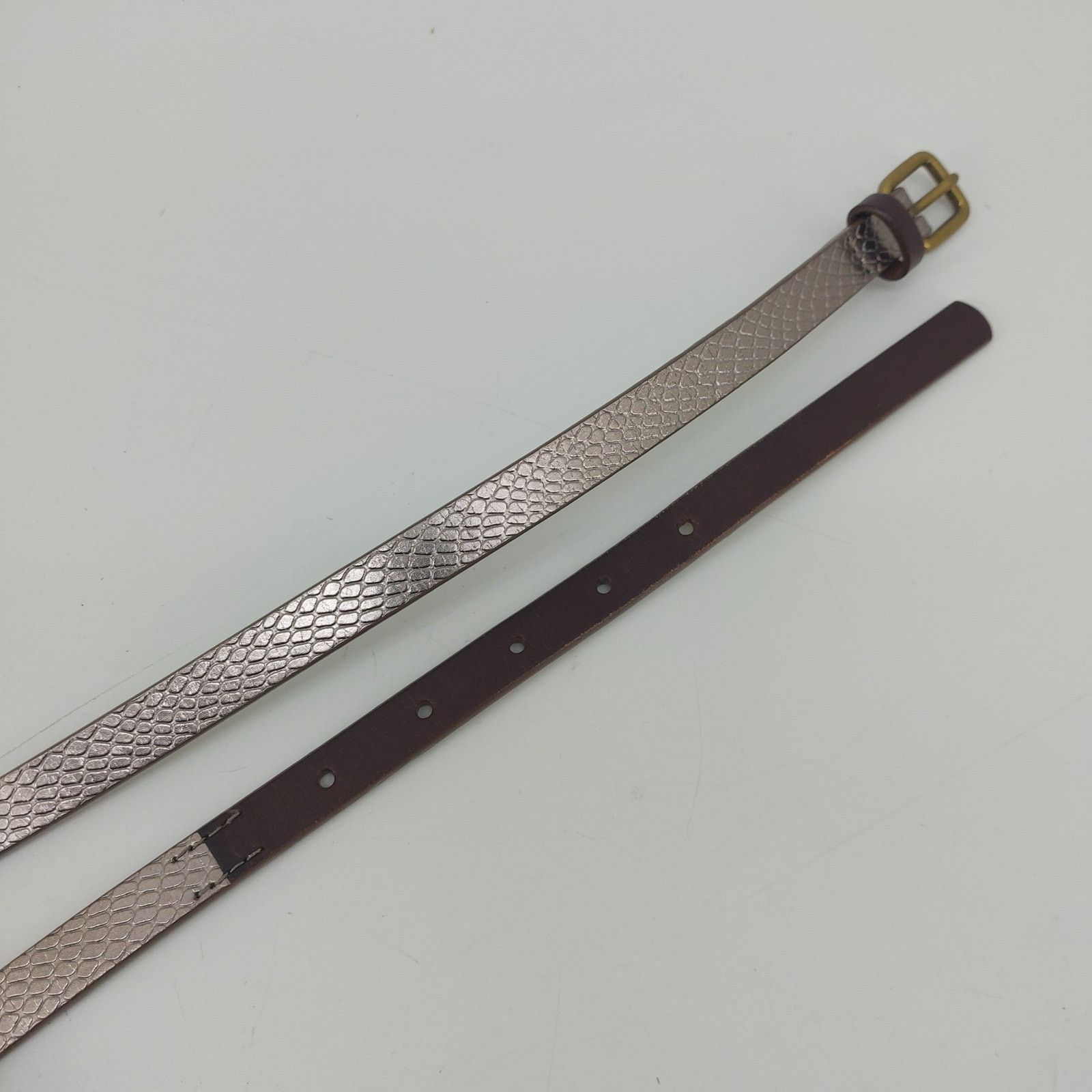 J.Crew J. Crew Factory Metallic Skinny Belt Fashion Glam Preppy S Size ONE SIZE - 3 Thumbnail