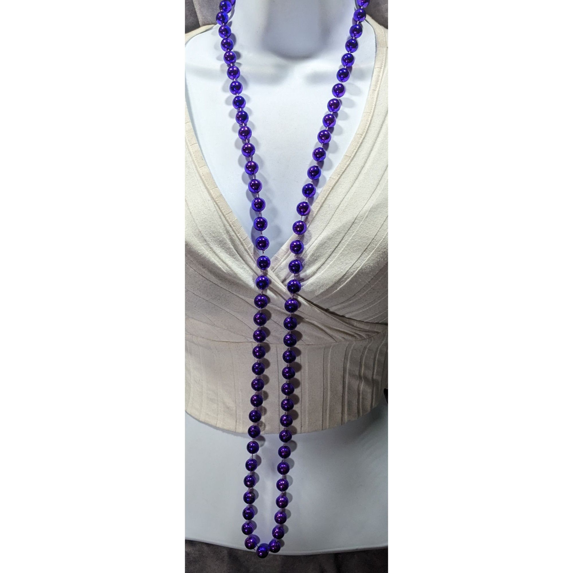 Other Metallic Purple Large Beaded Costume Necklace Size ONE SIZE - 2 Thumbnail