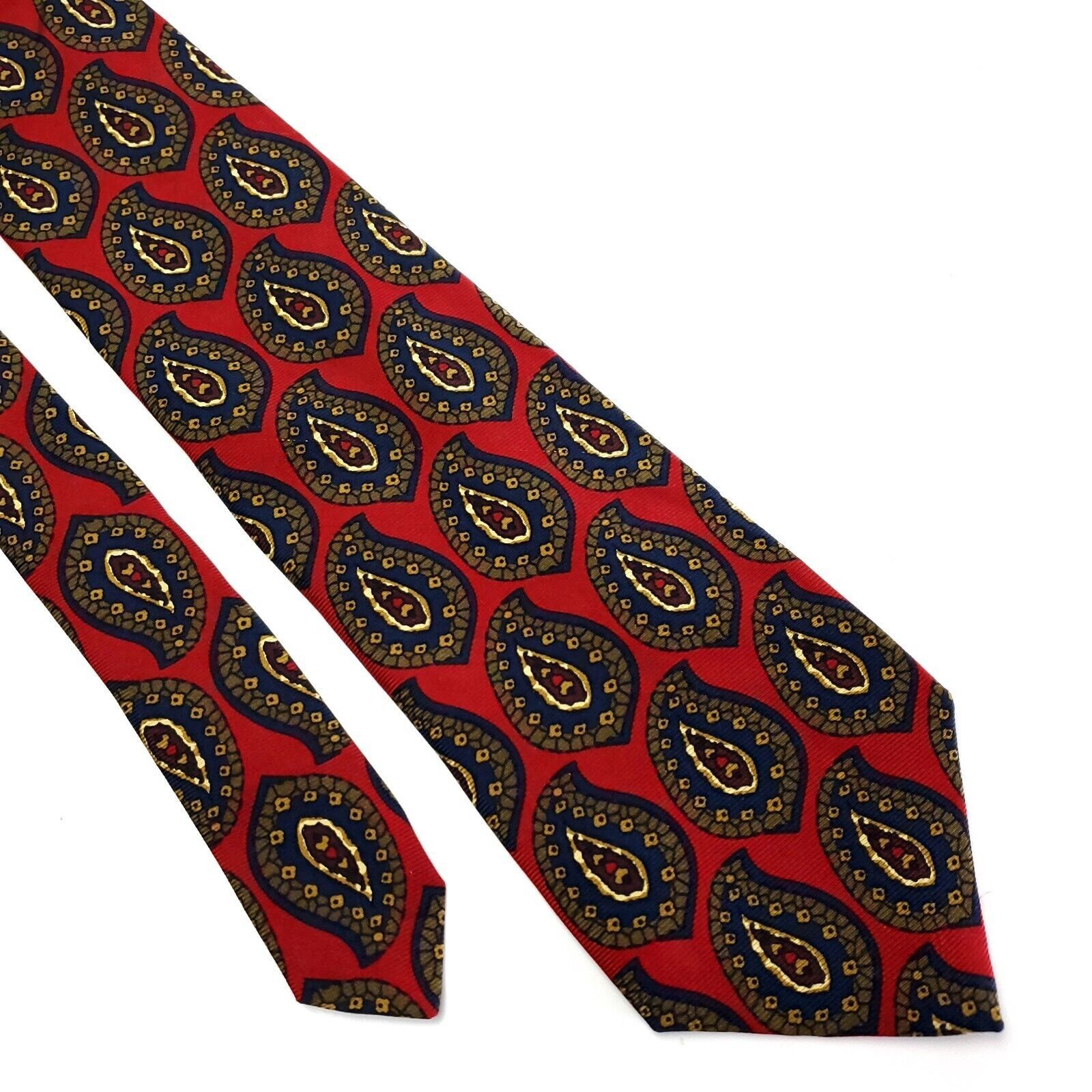 Paul Fredrick Paul Fredrick Red Paisley Print Silk Tie Size ONE SIZE - 1 Thumbnail