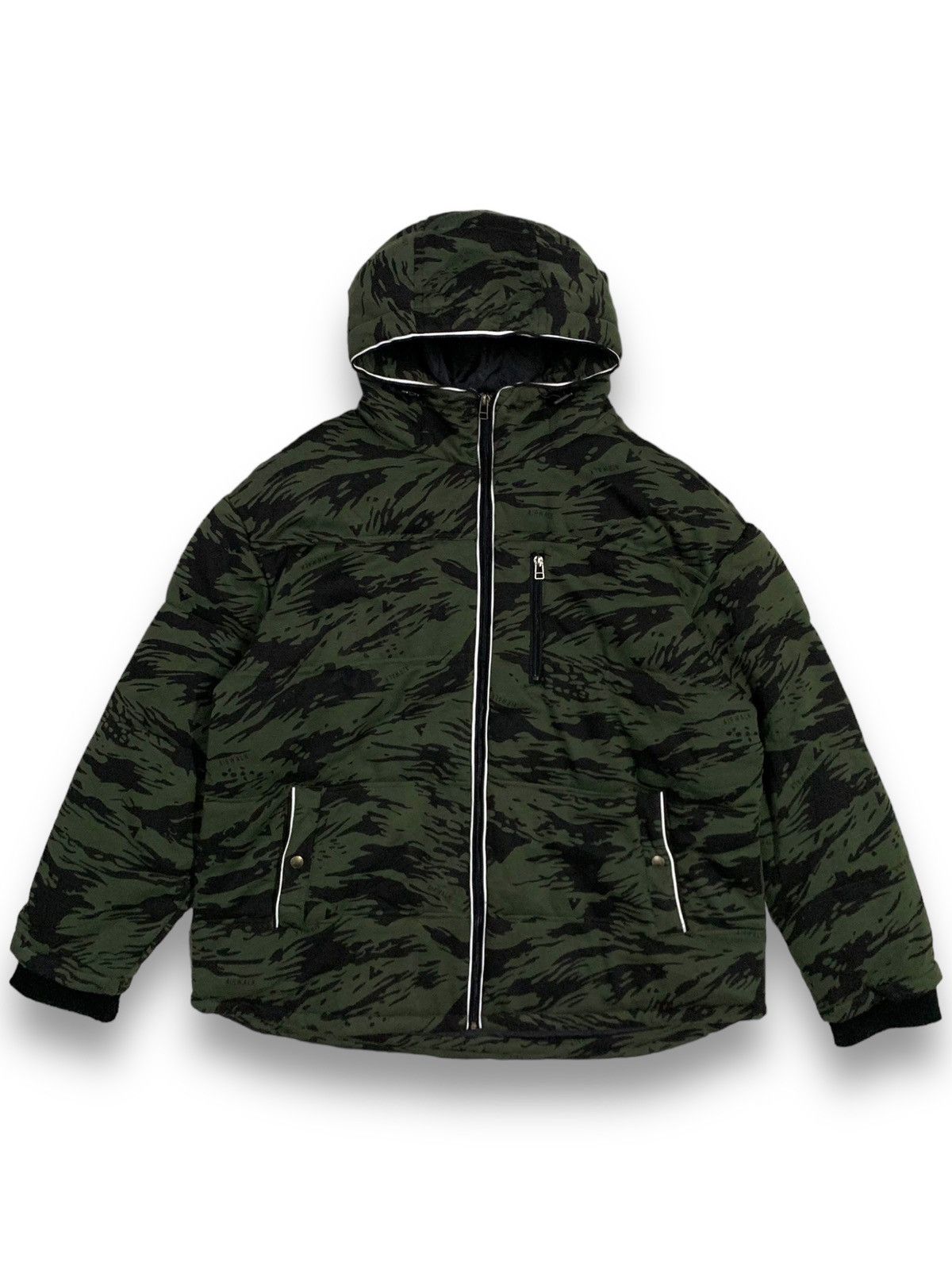 image of Airwalk Camo Oversized Padded Puffer Down Jacket in Green Camo, Men's (Size 2XL)