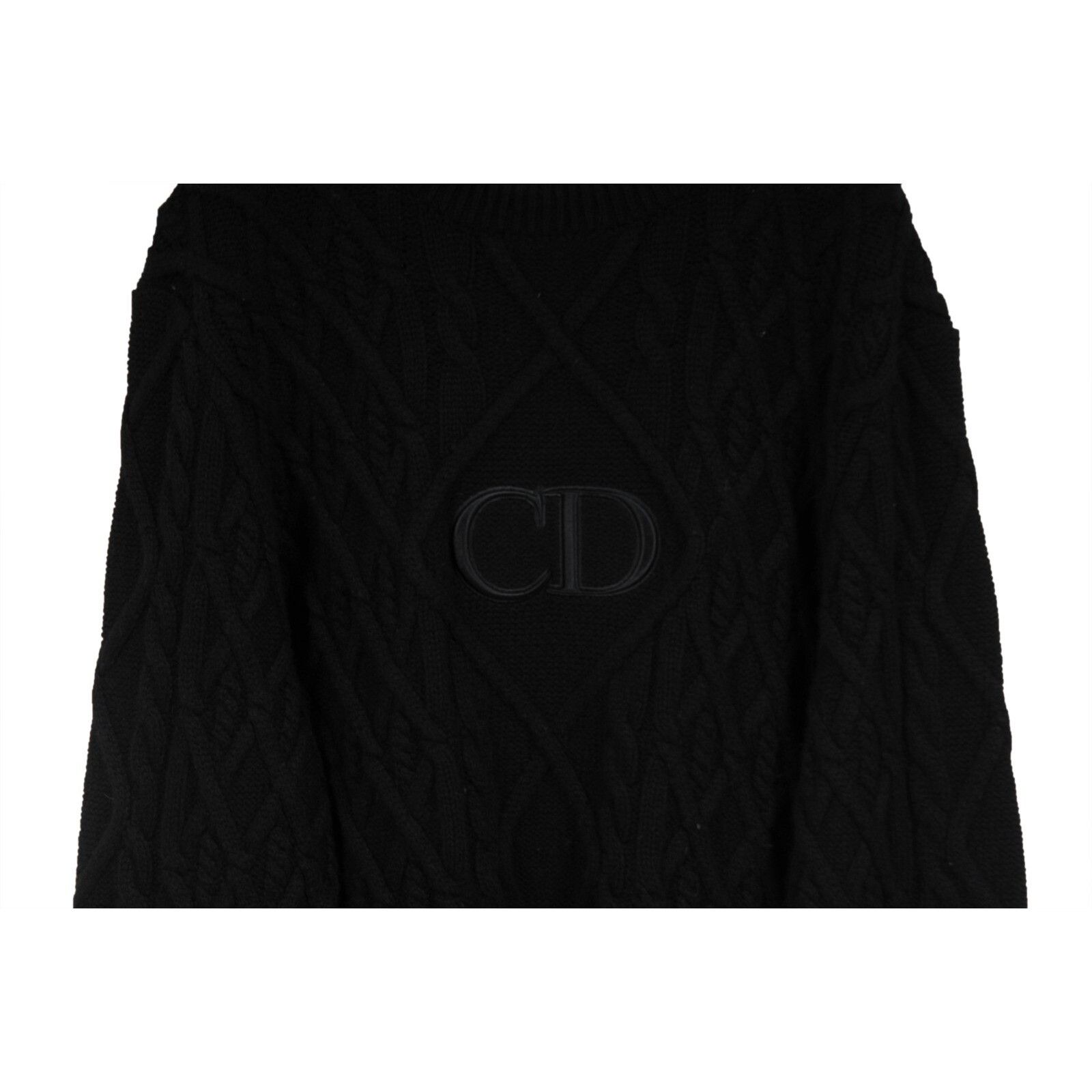 Dior CD Cable Knit Sweater Black Cashmere Pullover Size US L / EU 52-54 / 3 - 3 Thumbnail
