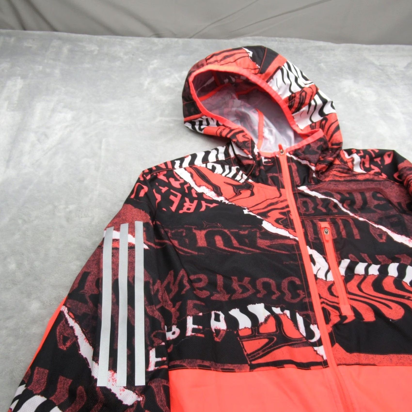 Adidas Adidas Own The Run Jacket Mens Medium Orange Lightweight Packable Running Track Size US M / EU 48-50 / 2 - 7 Thumbnail