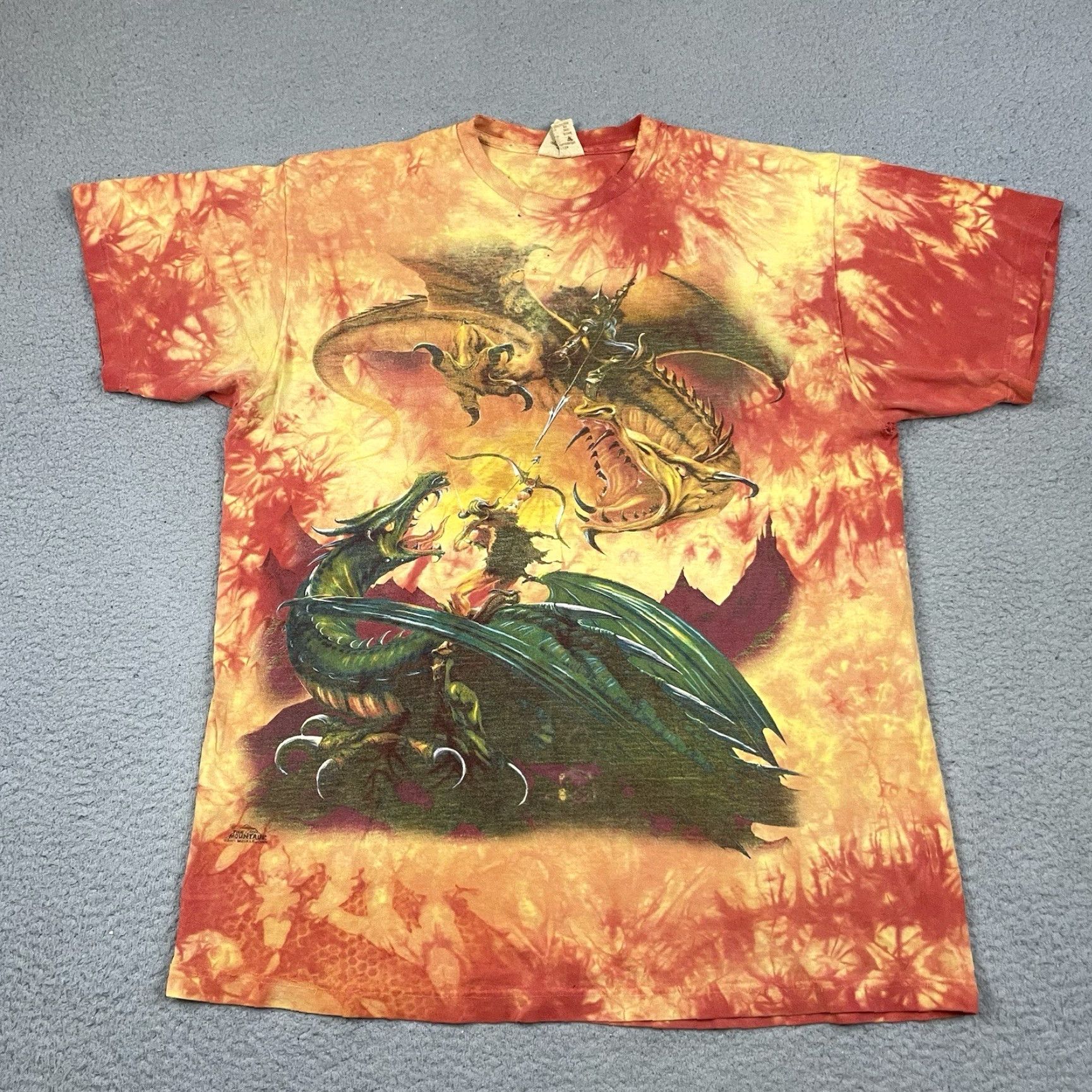 The Mountain VINTAGE The Mountain Dragon Duel Mens XL Orange T-Shirt Crew Neck Short Sleeve Cotton Geometric 2000s Size US XL / EU 56 / 4 - 2 Thumbnail