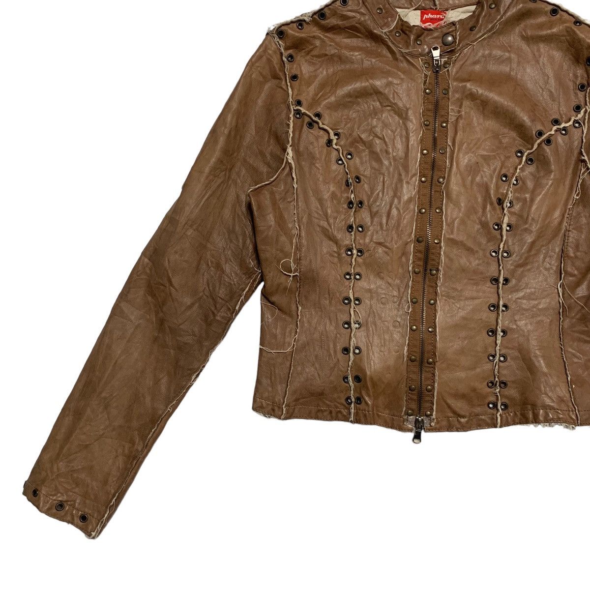 Other Nhard Frayed Leather Jacket Size L / US 10 / IT 46 - 2 Thumbnail