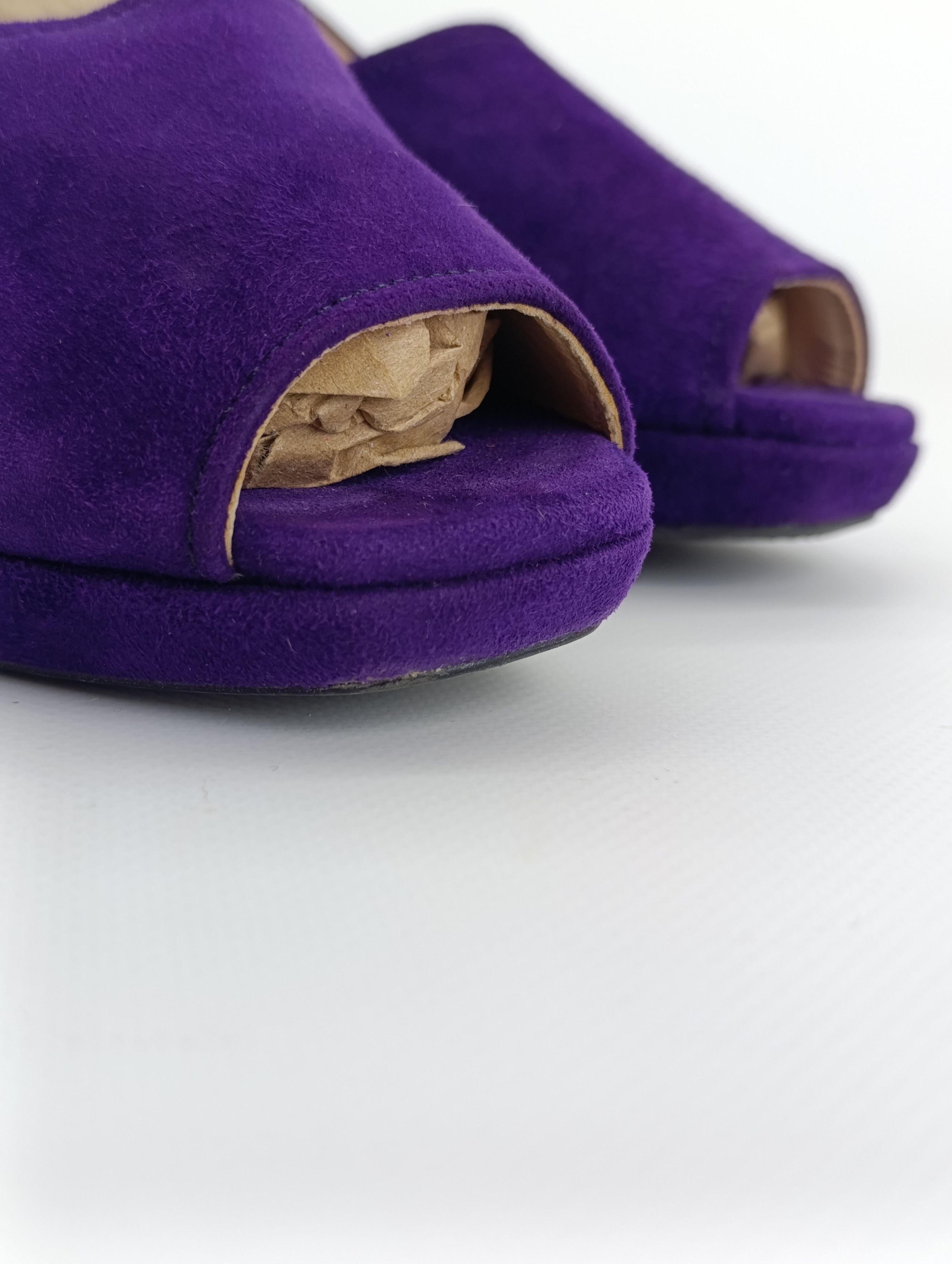 Prada PRADA BARHAT SANDALS HEELS PURPLE RED TAB Size US 7 / IT 37 - 8 Thumbnail