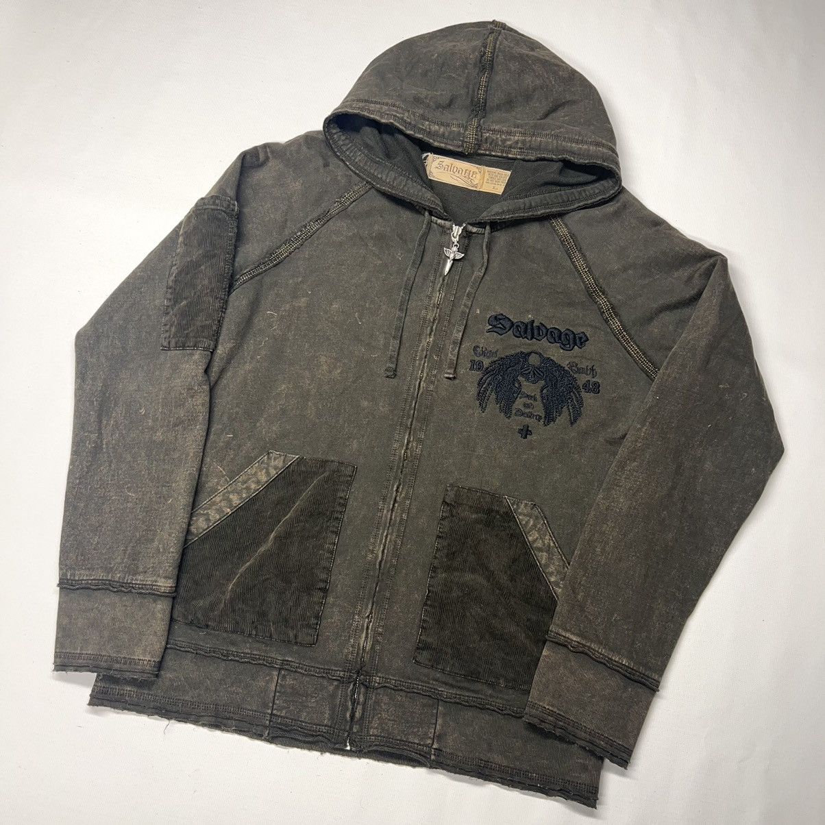 Salvage Hoodie Y2K Skull Cross Wing Japanese Sweatshirt